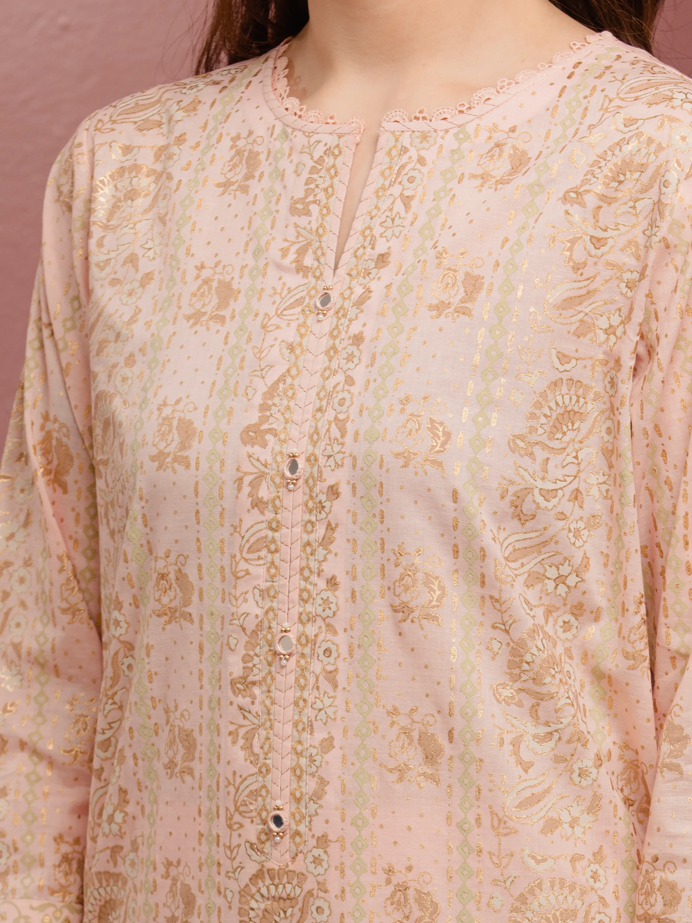 Unstitched Block Print Cambric Suit - EWU5M1-024-3P - Image 3