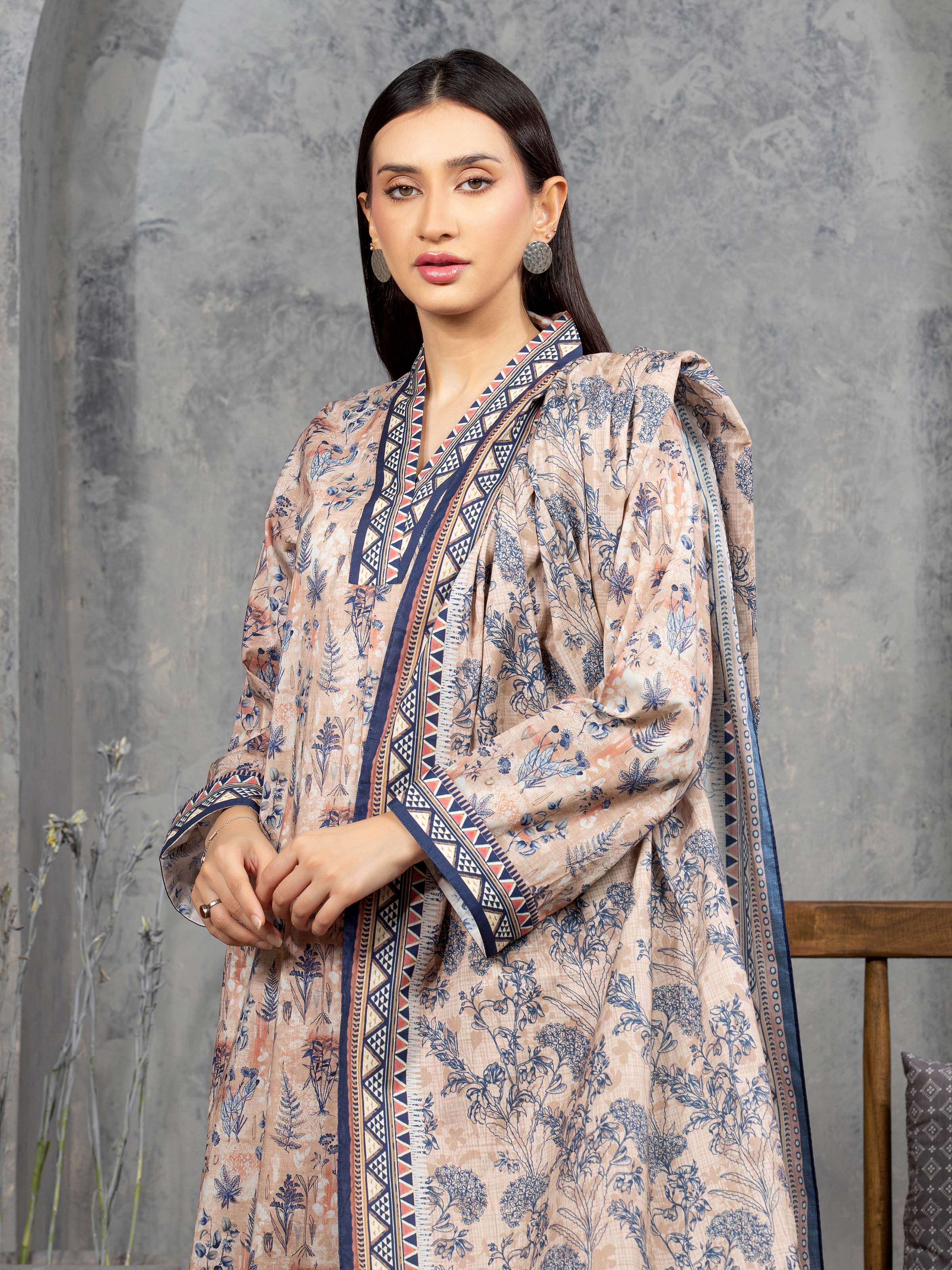 Unstitched Printed Cambric Suit - EWU5A2-35801-3P - Image 2