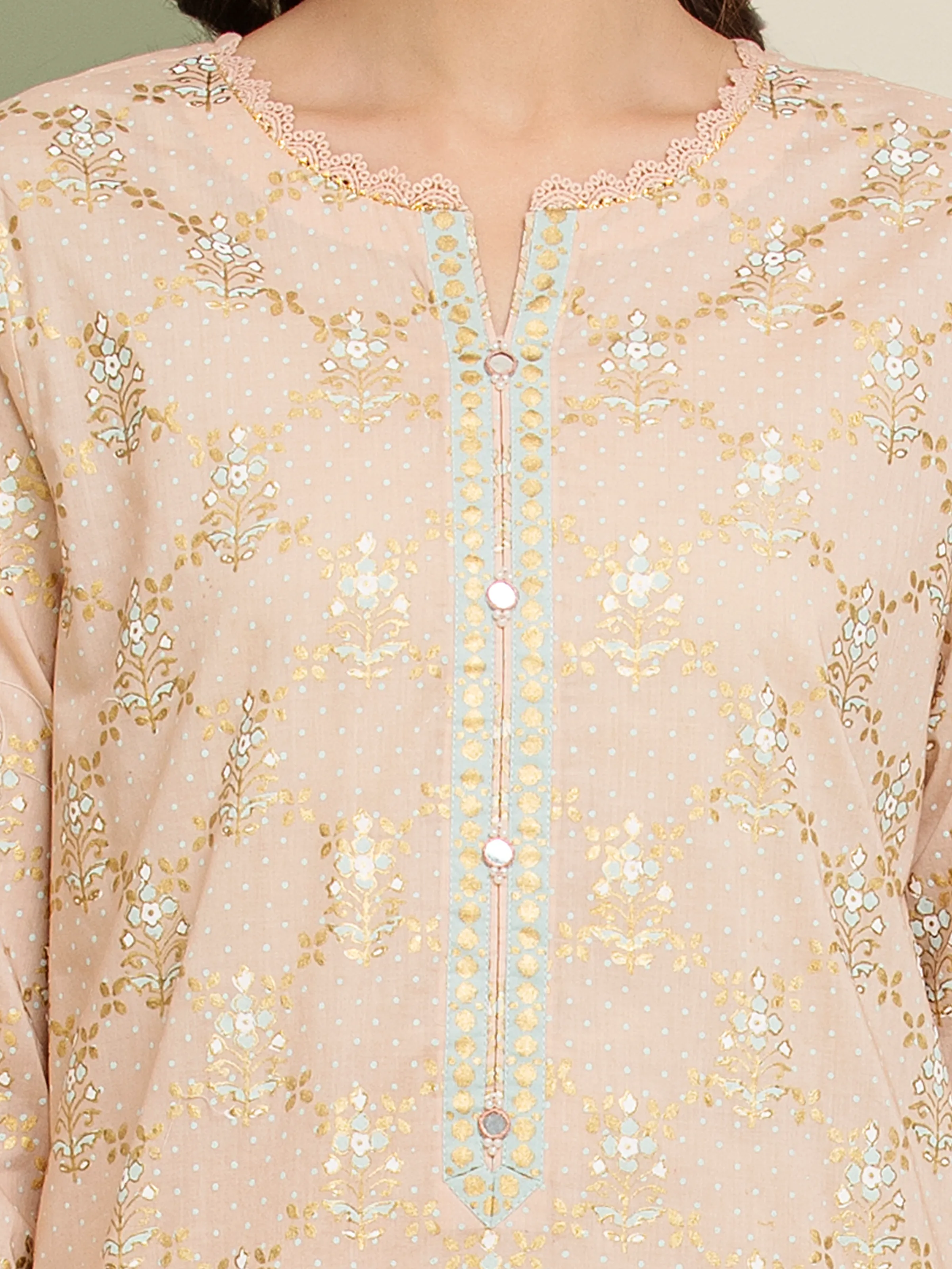 Unstitched Block Print Cambric Suit - EWU5M1-029-3P - Image 3