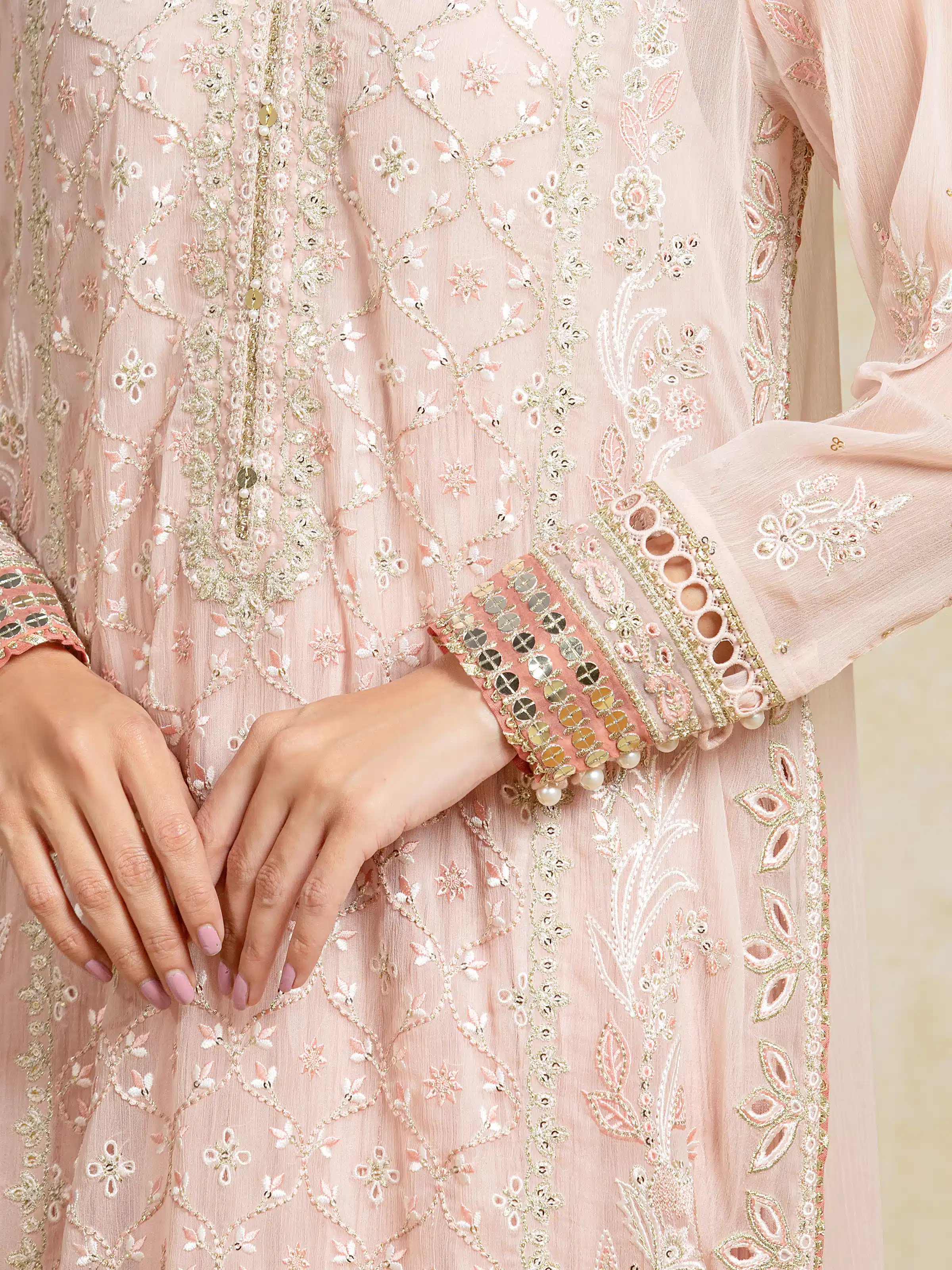 Unstitched Embroidered Chiffon Suit - EWU5V5-31302-3P - Image 5
