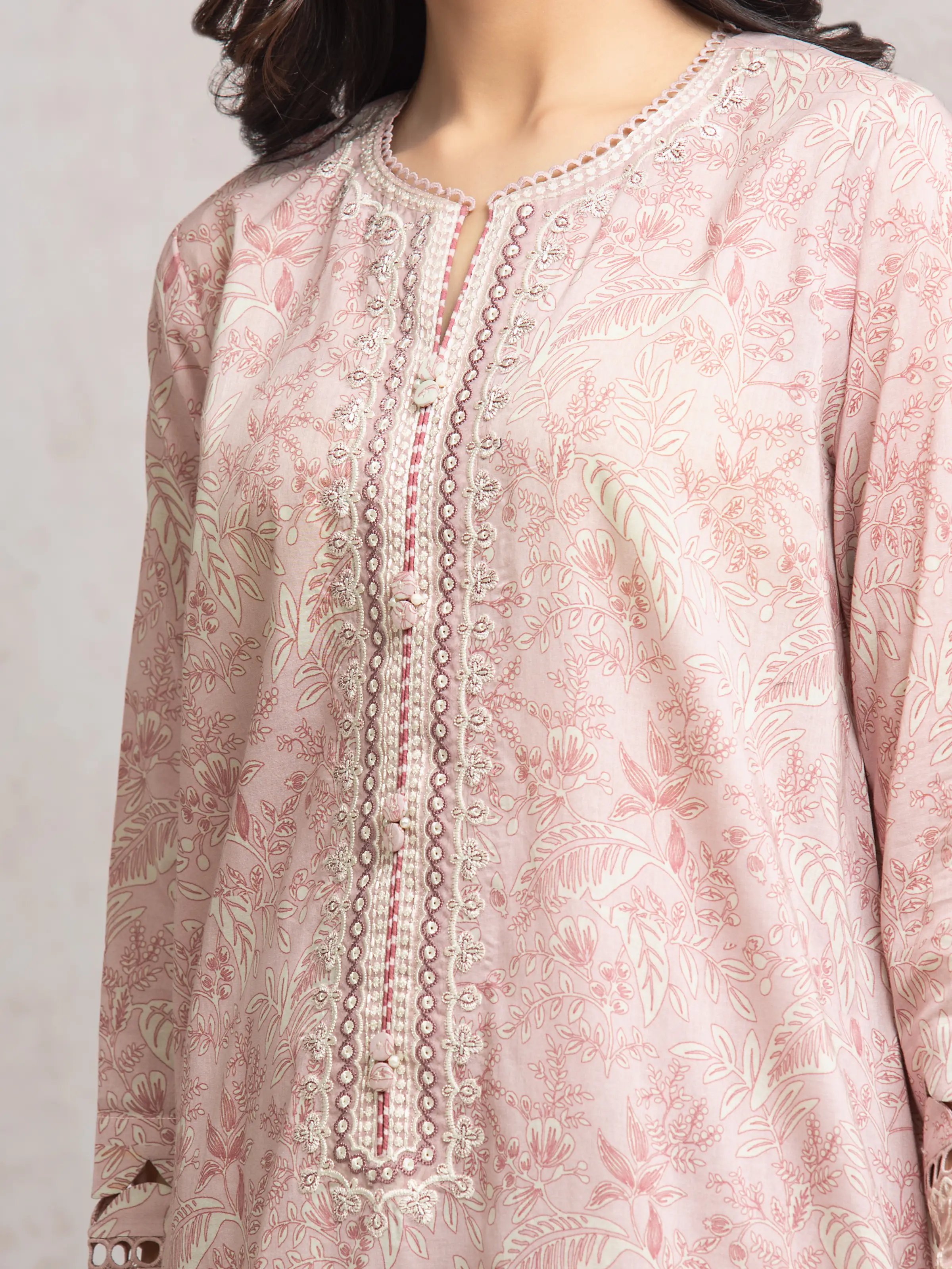 Unstitched Embroidered Cambric Shirt - EWU24V2-30030S - Image 3