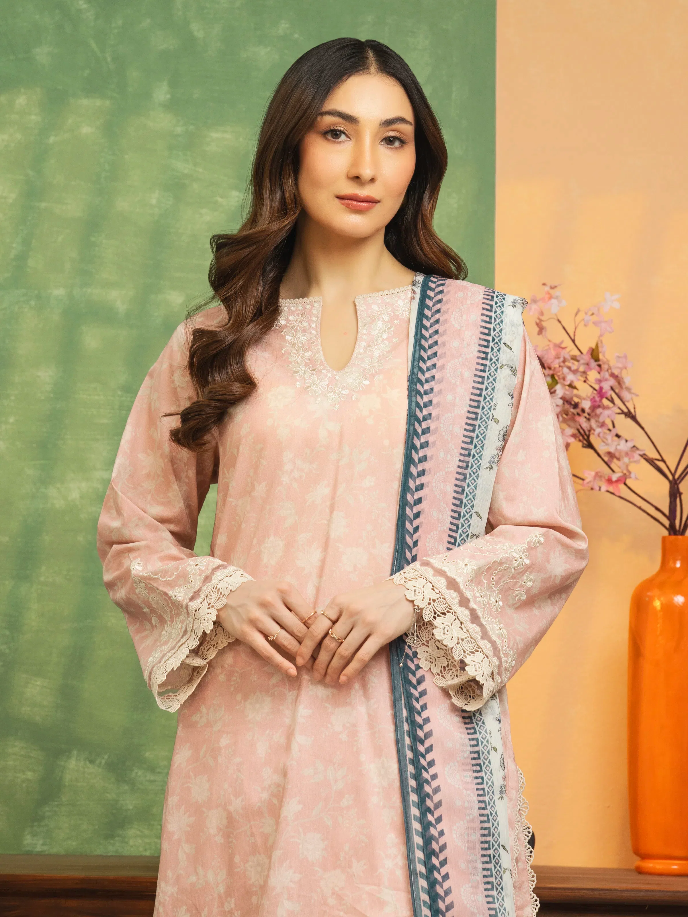 Unstitched Embroidered Lawn Suit - EWU5V1-31404-3P - Image 2