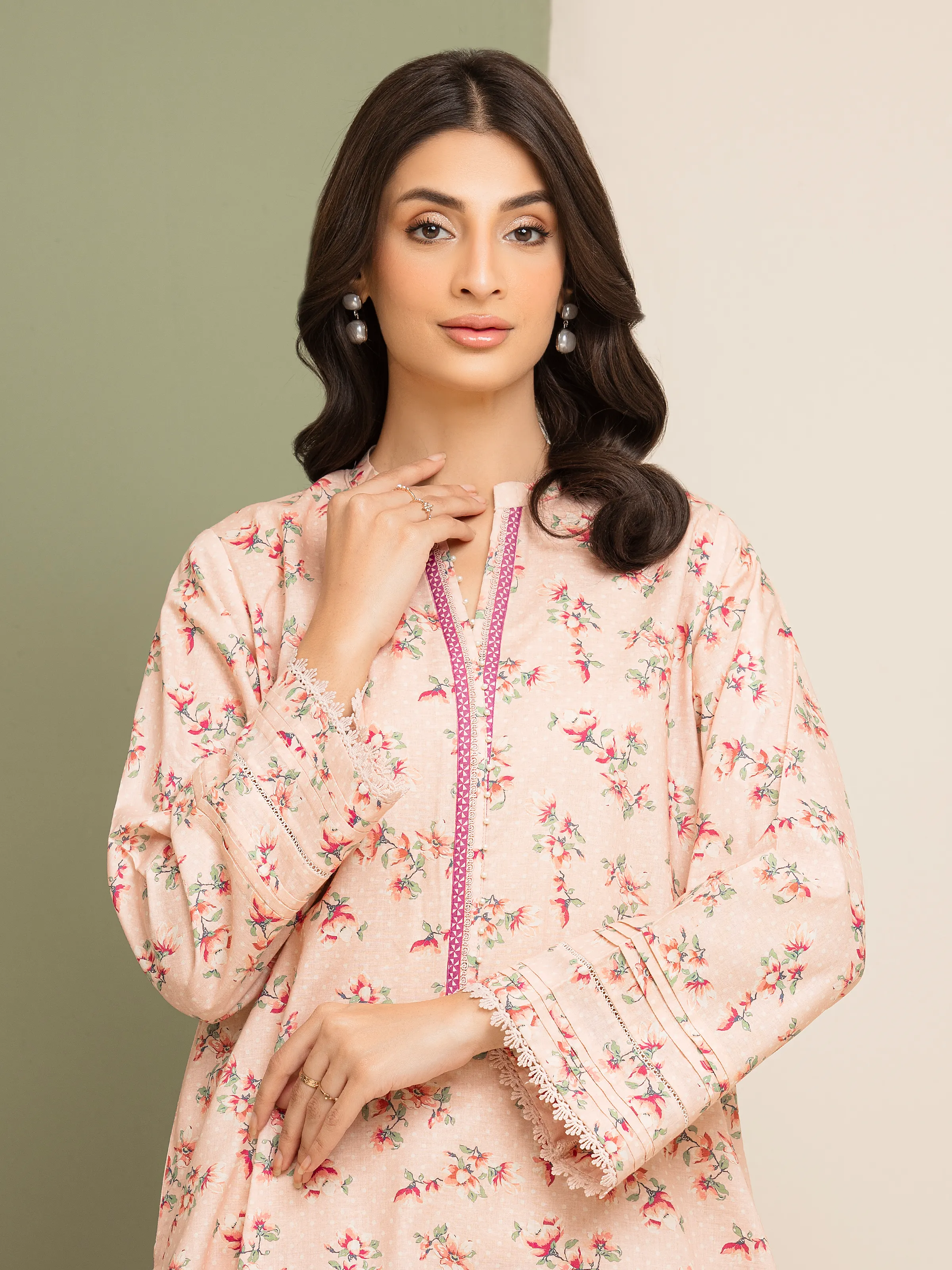 Unstitched Printed Lawn Shirt Trouser - EWU5A1-35606ST - Image 3