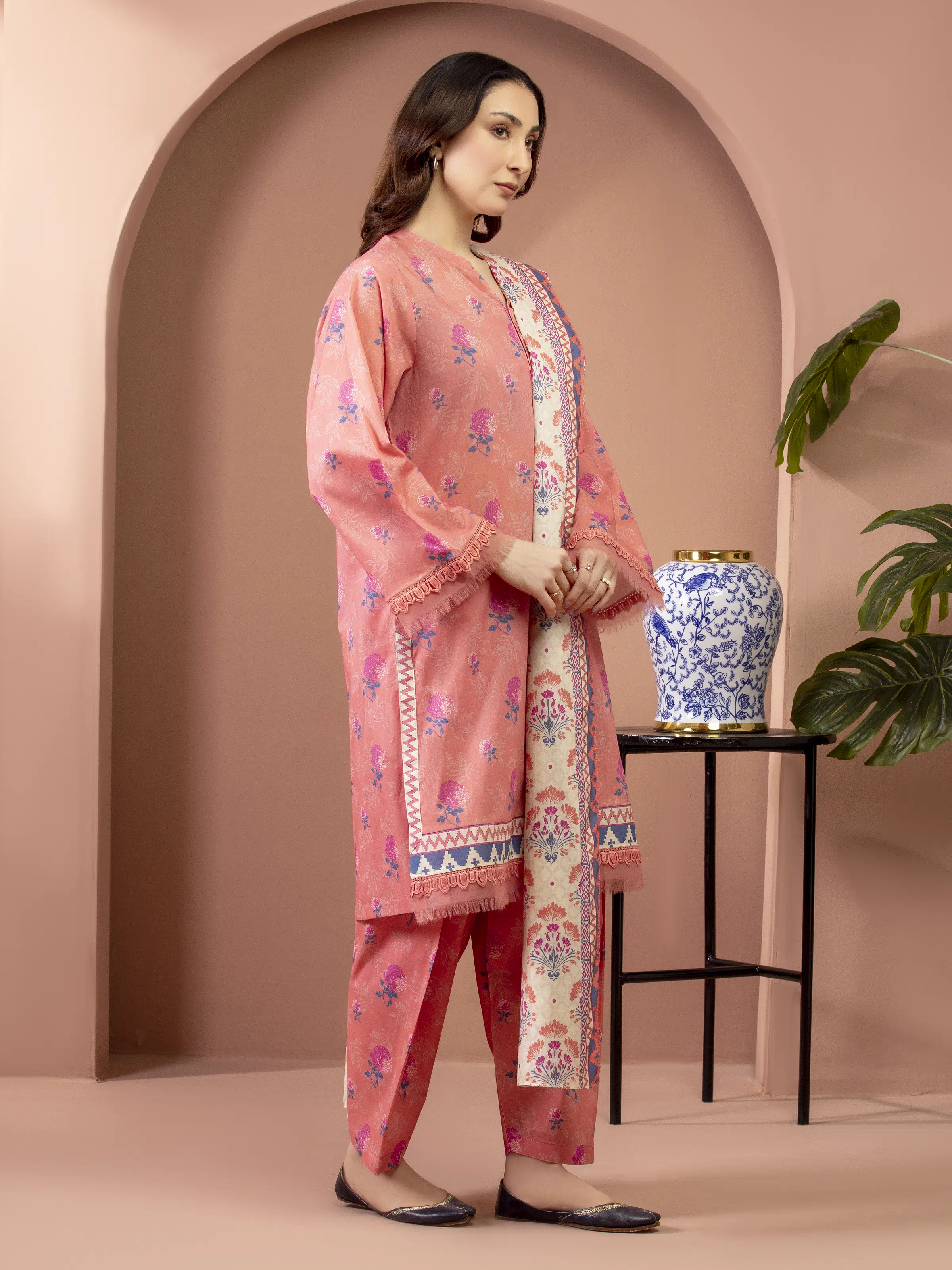 Unstitched Printed Lawn Suit - EWU5A1-35664-3P - Image 3