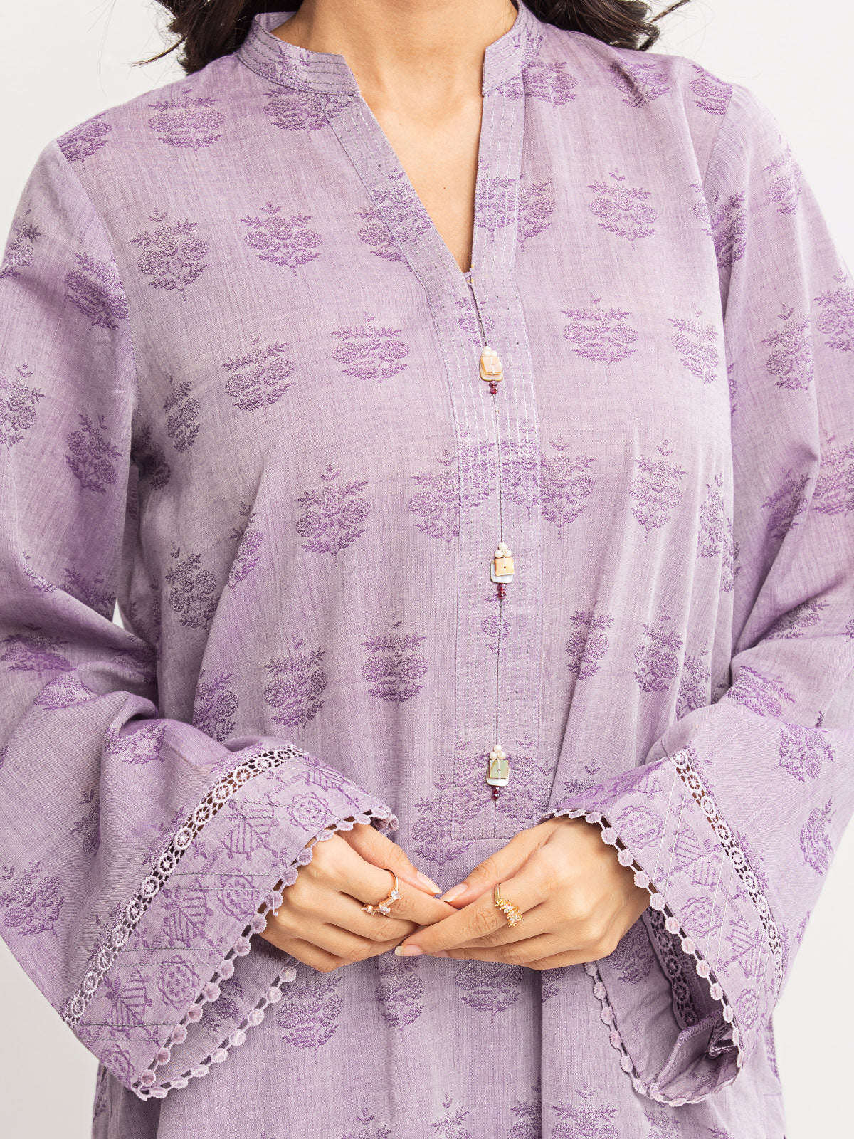 Unstitched Embroidered Jacquard Suit - EWU24V3-28789-3P - Image 4