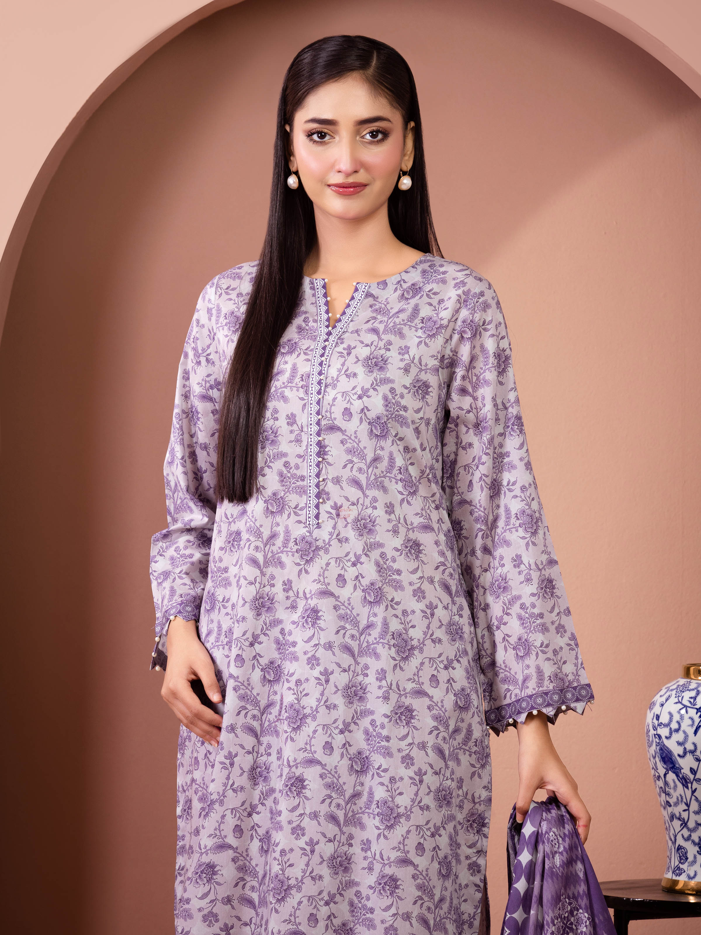 Unstitched Printed Lawn Suit - EWU5A1-35193-3P - Image 2