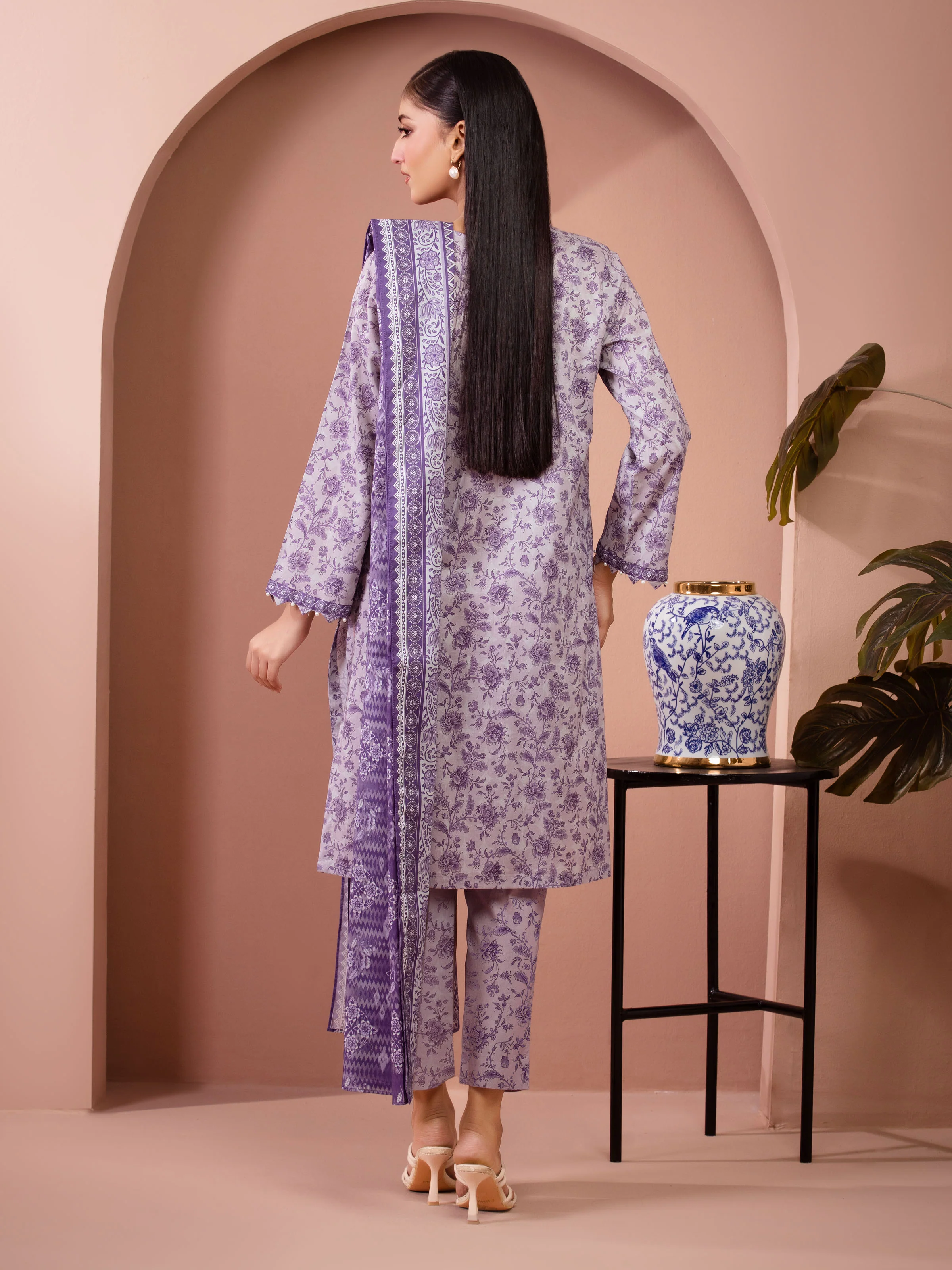 Unstitched Printed Lawn Suit - EWU5A1-35193-3P - Image 6
