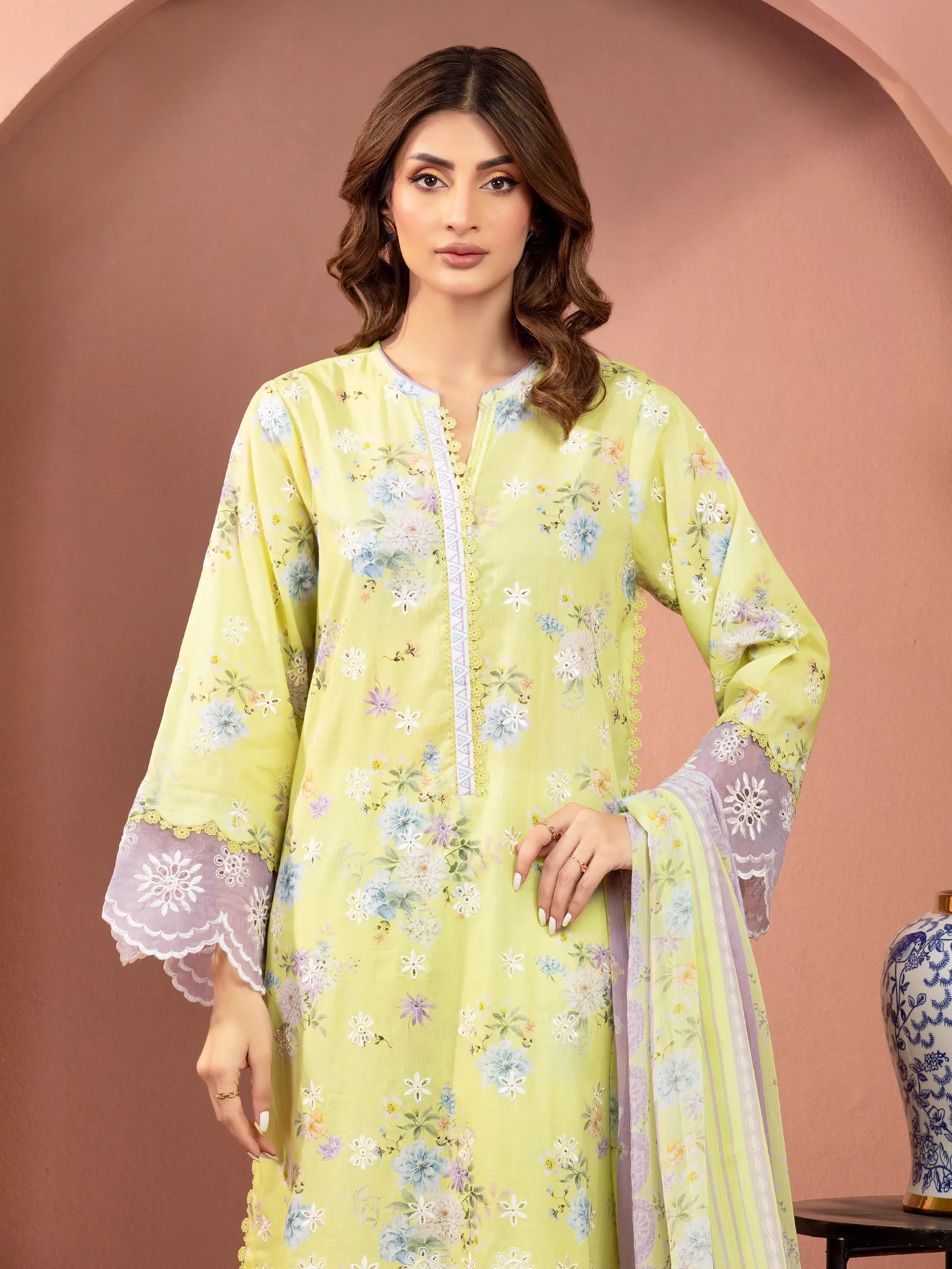 Unstitched Embroidered Lawn Suit - EWU5V1-31490-3P - Image 3