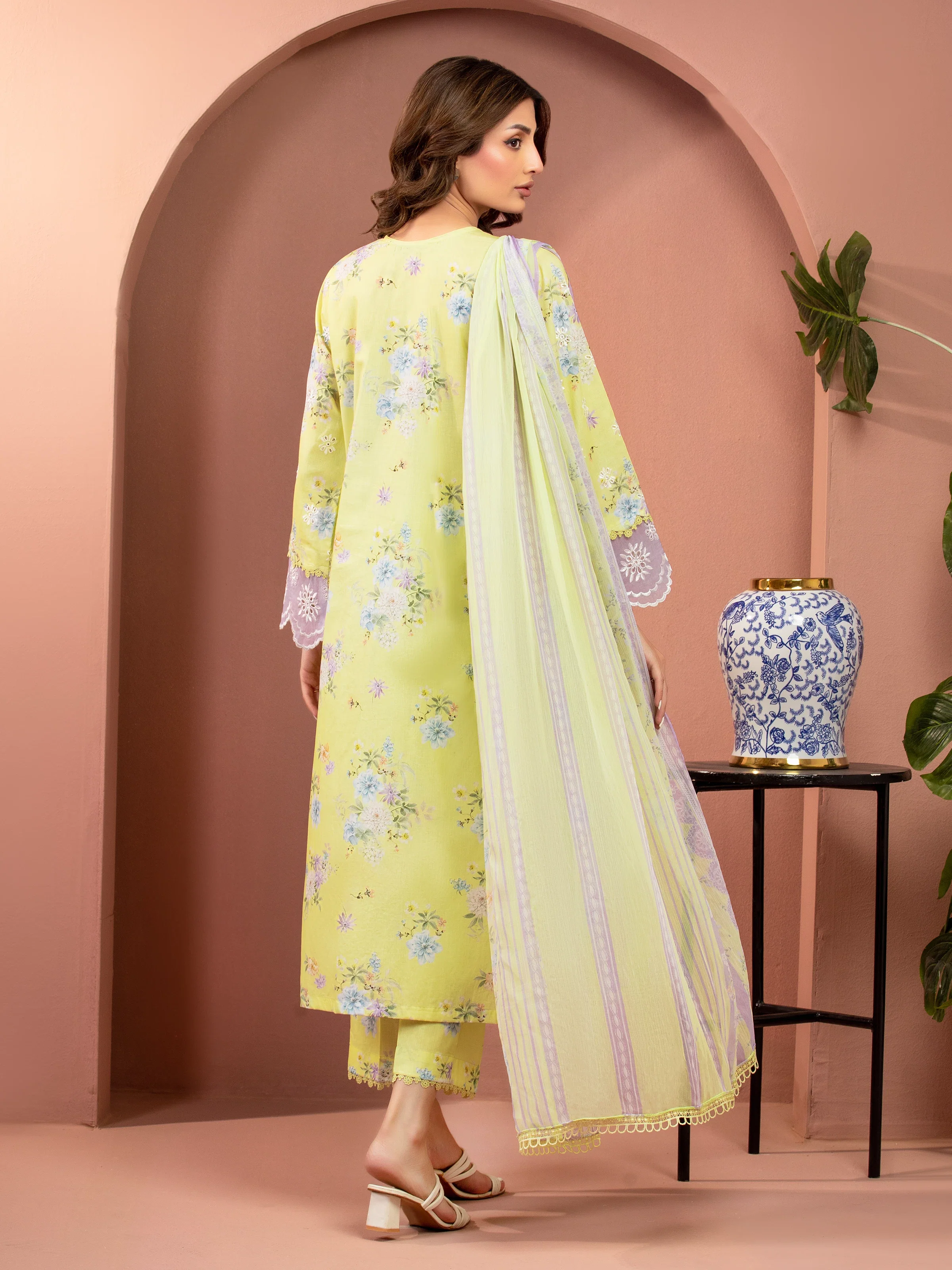 Unstitched Embroidered Lawn Suit - EWU5V1-31490-3P - Image 6