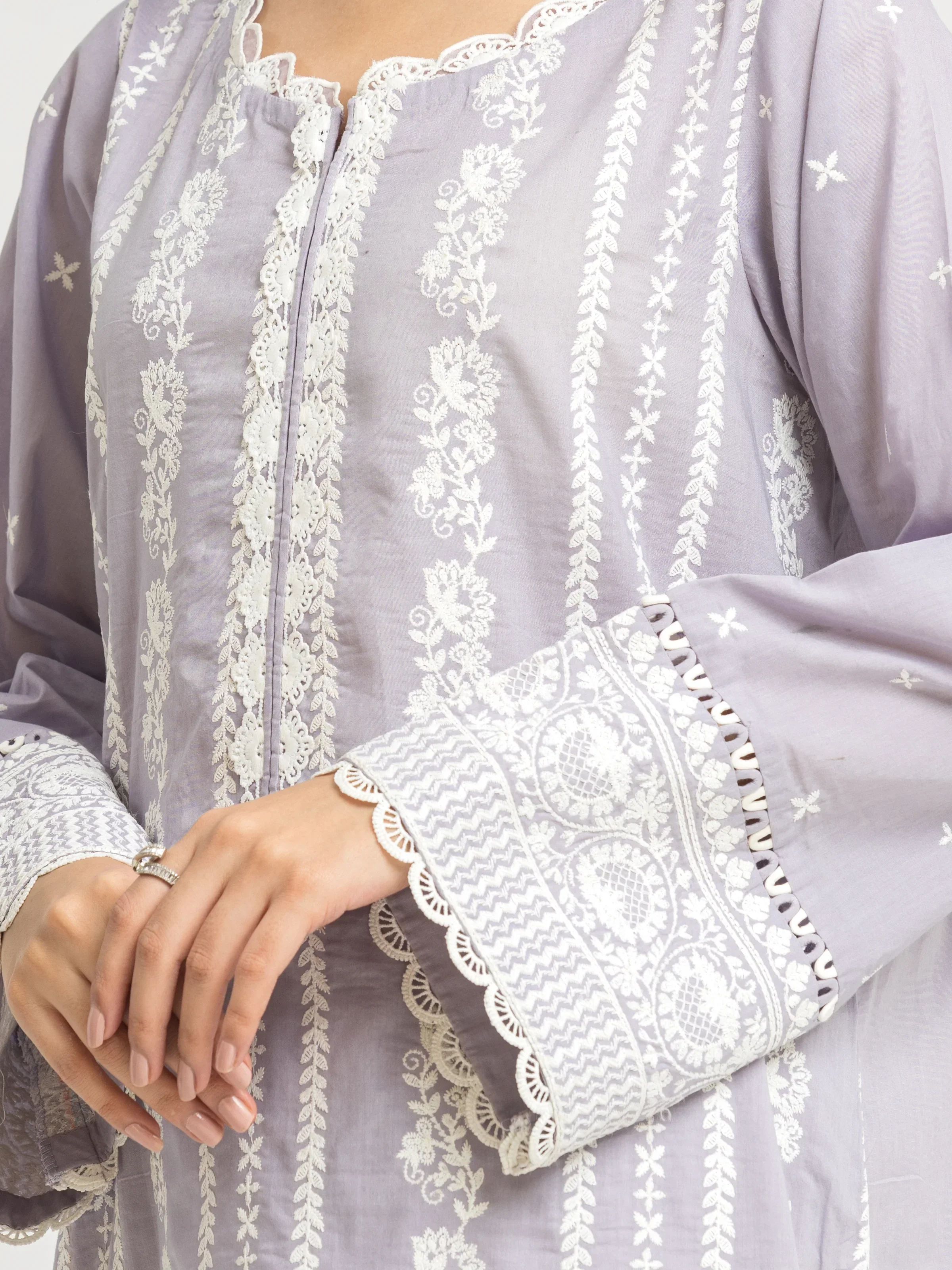 Unstitched Embroidered Cambric Shirt Trouser - EWU24V2-30150ST - Image 4
