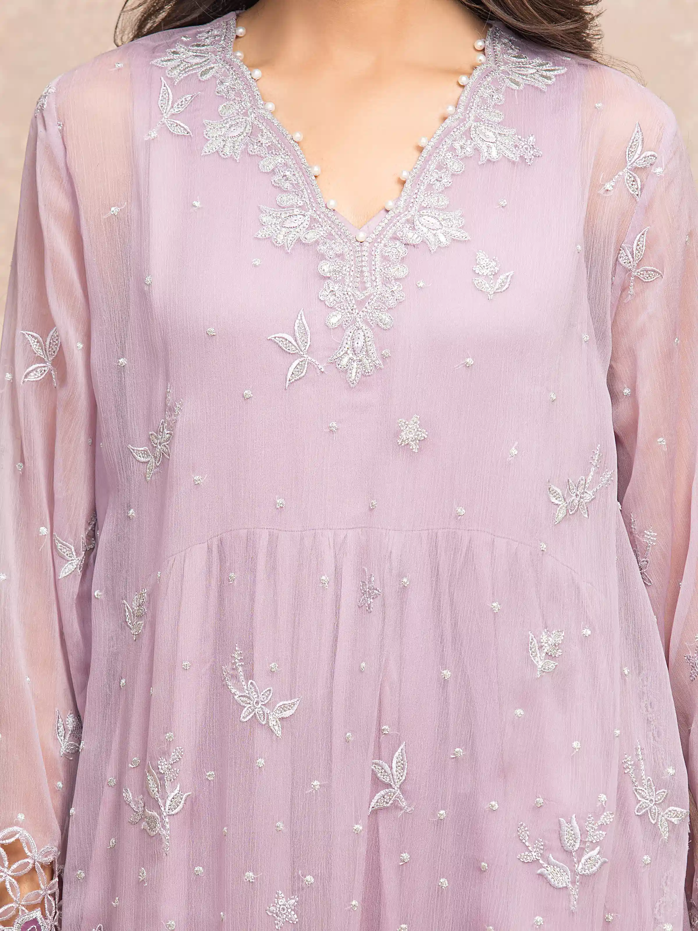 Unstitched Embroidered Chiffon Suit - EWU5V5-31300-3P - Image 3