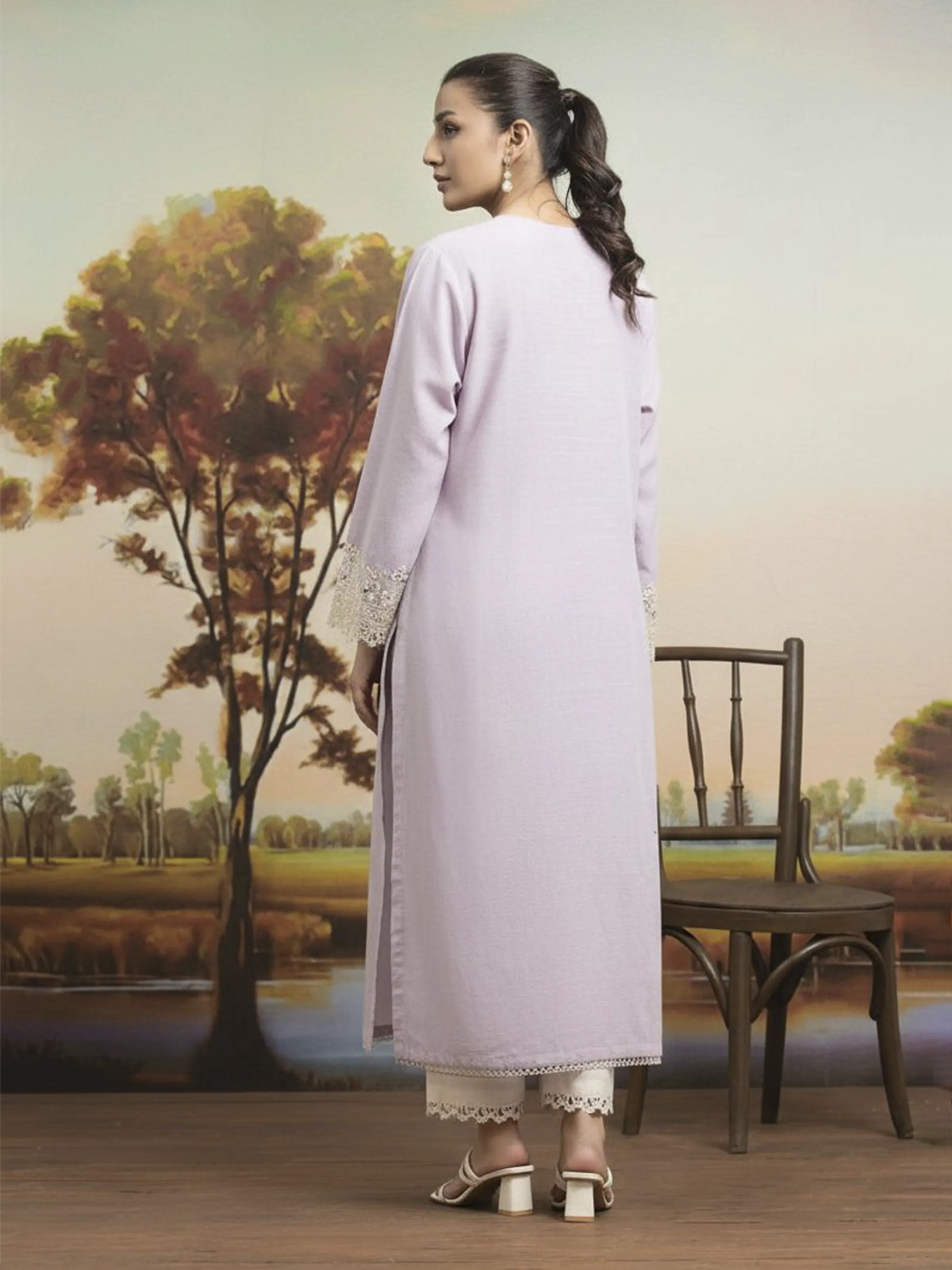 Unstitched Embroidered Khaddar Shirt - EWU24V11-30208S - Image 2