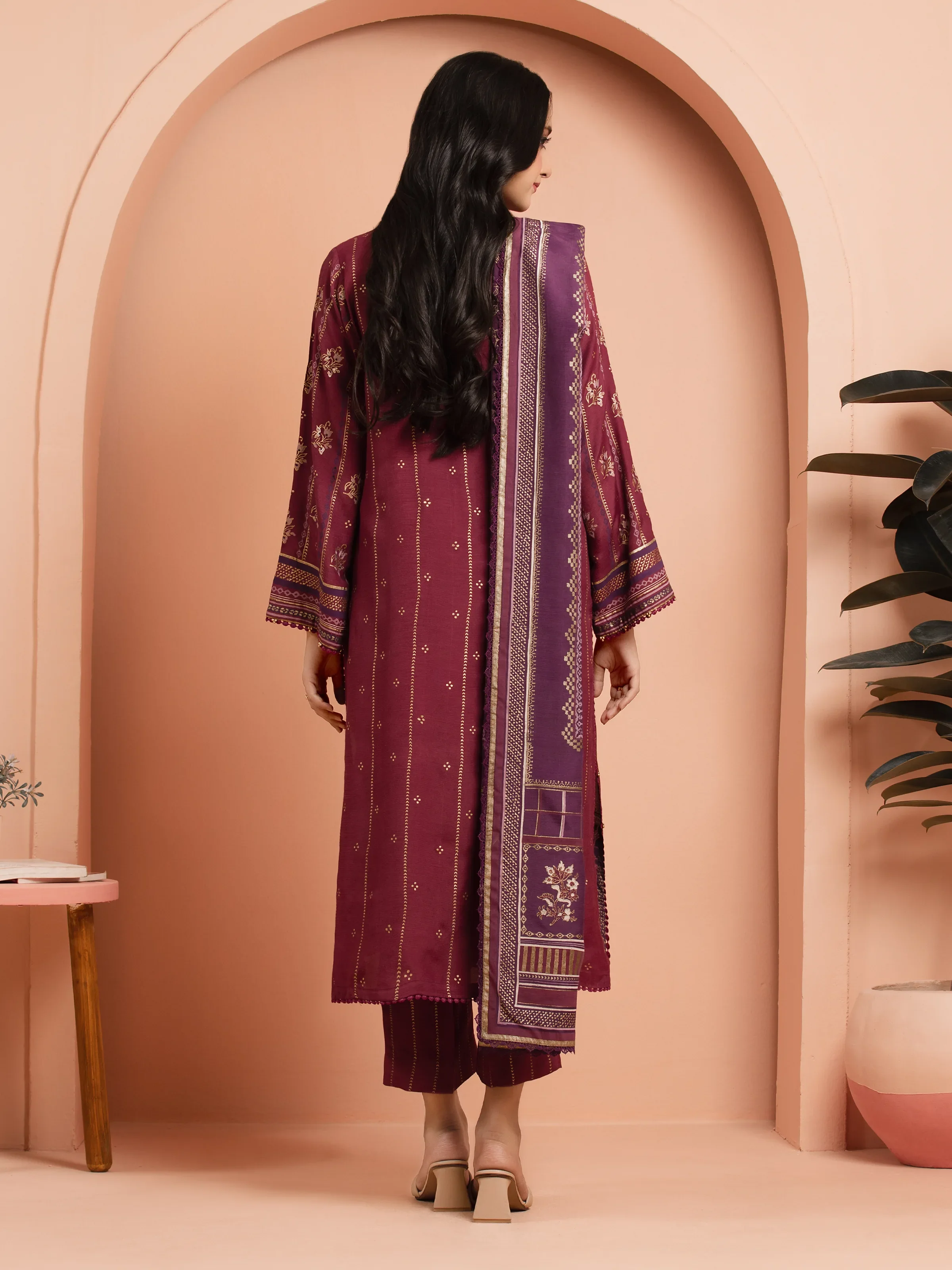 Unstitched Block Print Cambric Suit - EWU5M1-001-3P - Image 4