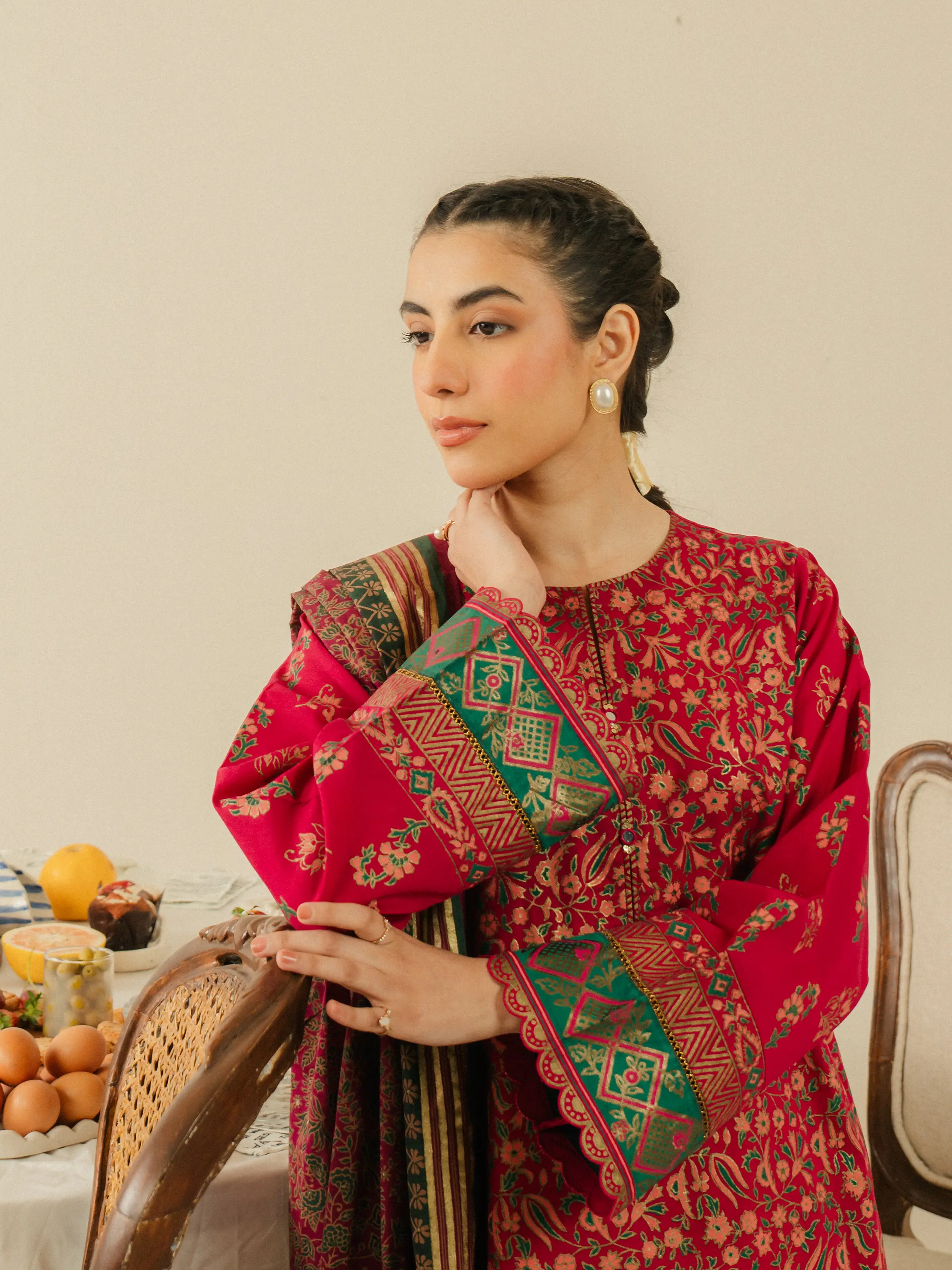 Unstitched Block Print Cambric Suit - EWU5M1-021-3P - Image 3