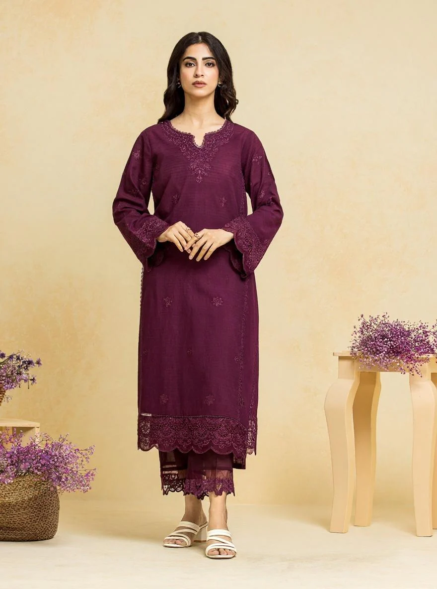 Unstitched Embroidered Dobby Shirt Trouser - EWU24V7-28781ST