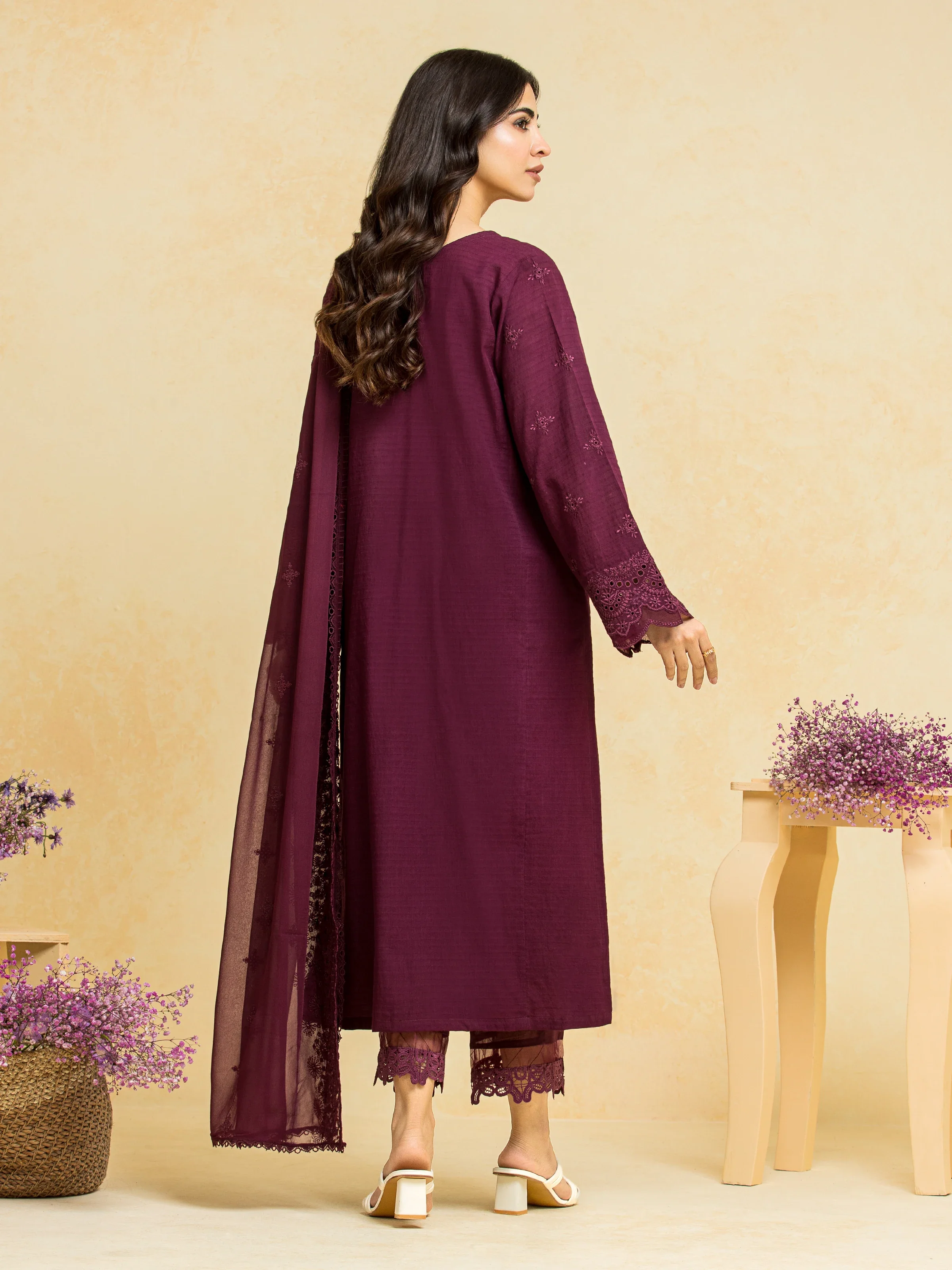 Unstitched Embroidered Dobby Suit - EWU24V7-28781-3P - Image 4