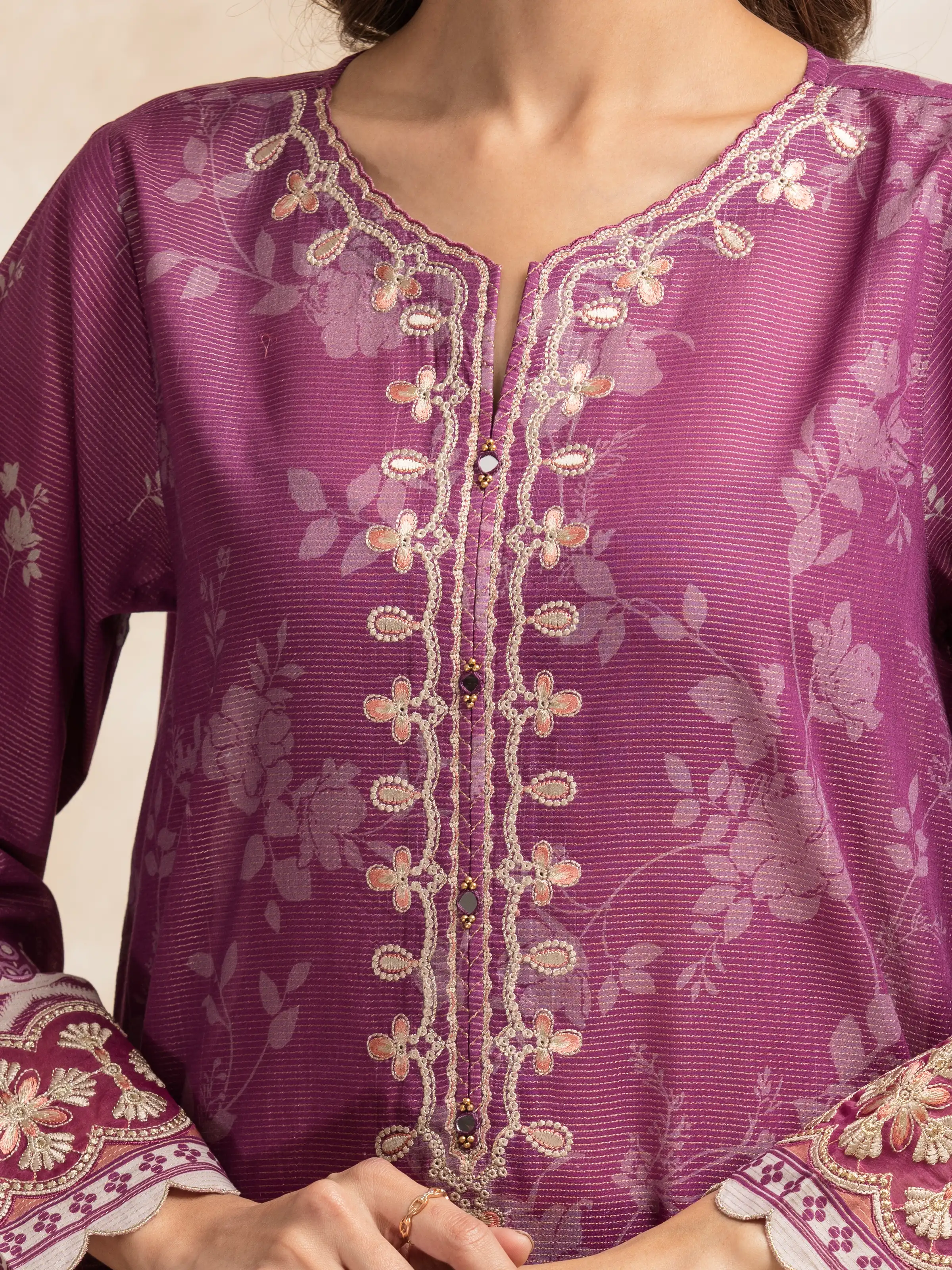 Unstitched Embroidered Lawn Suit - EWU5V1-31207-3P - Image 5