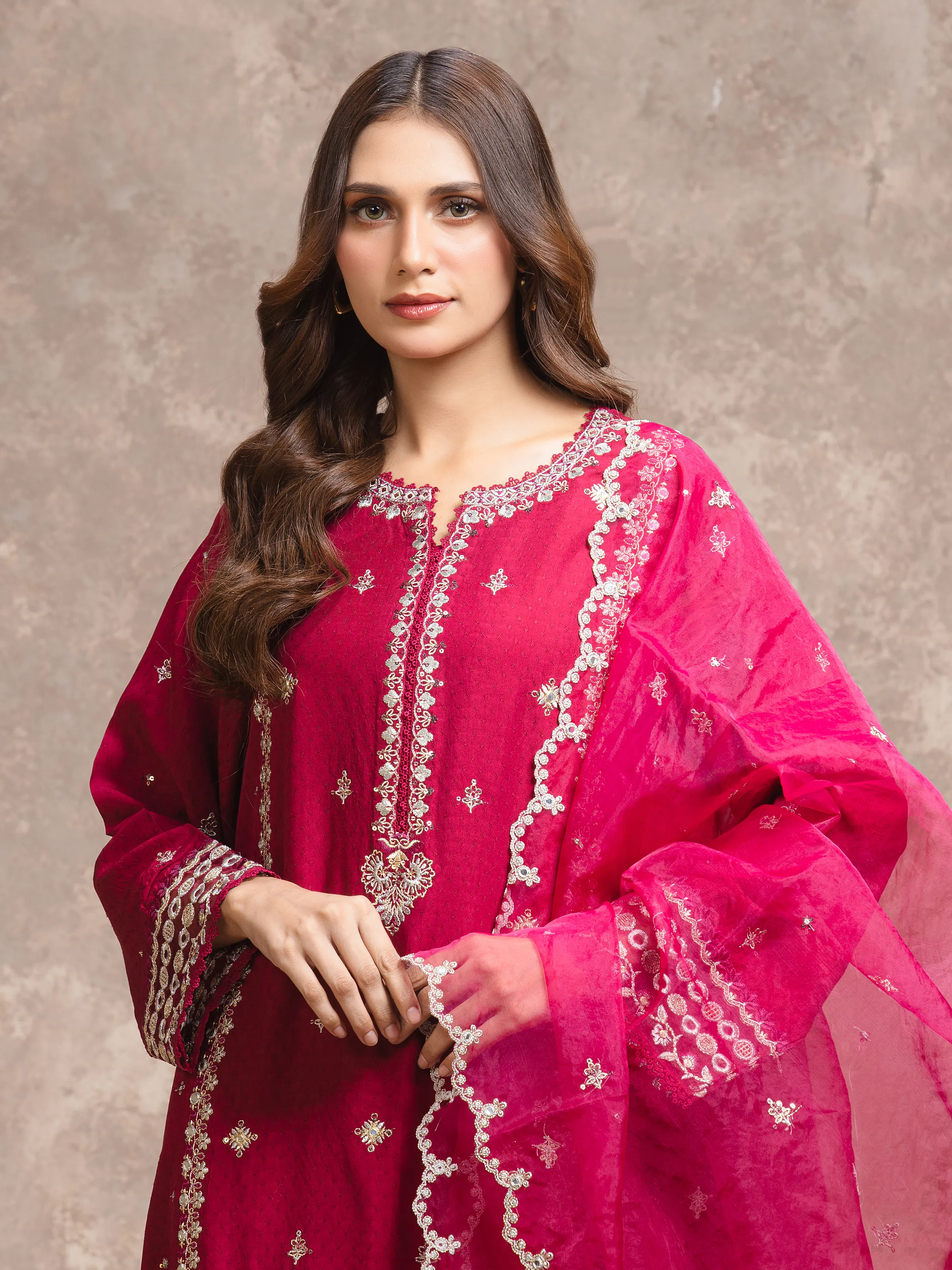 Unstitched Embroidered Viscose Suit - EWU5V19-32028-3P - Image 2