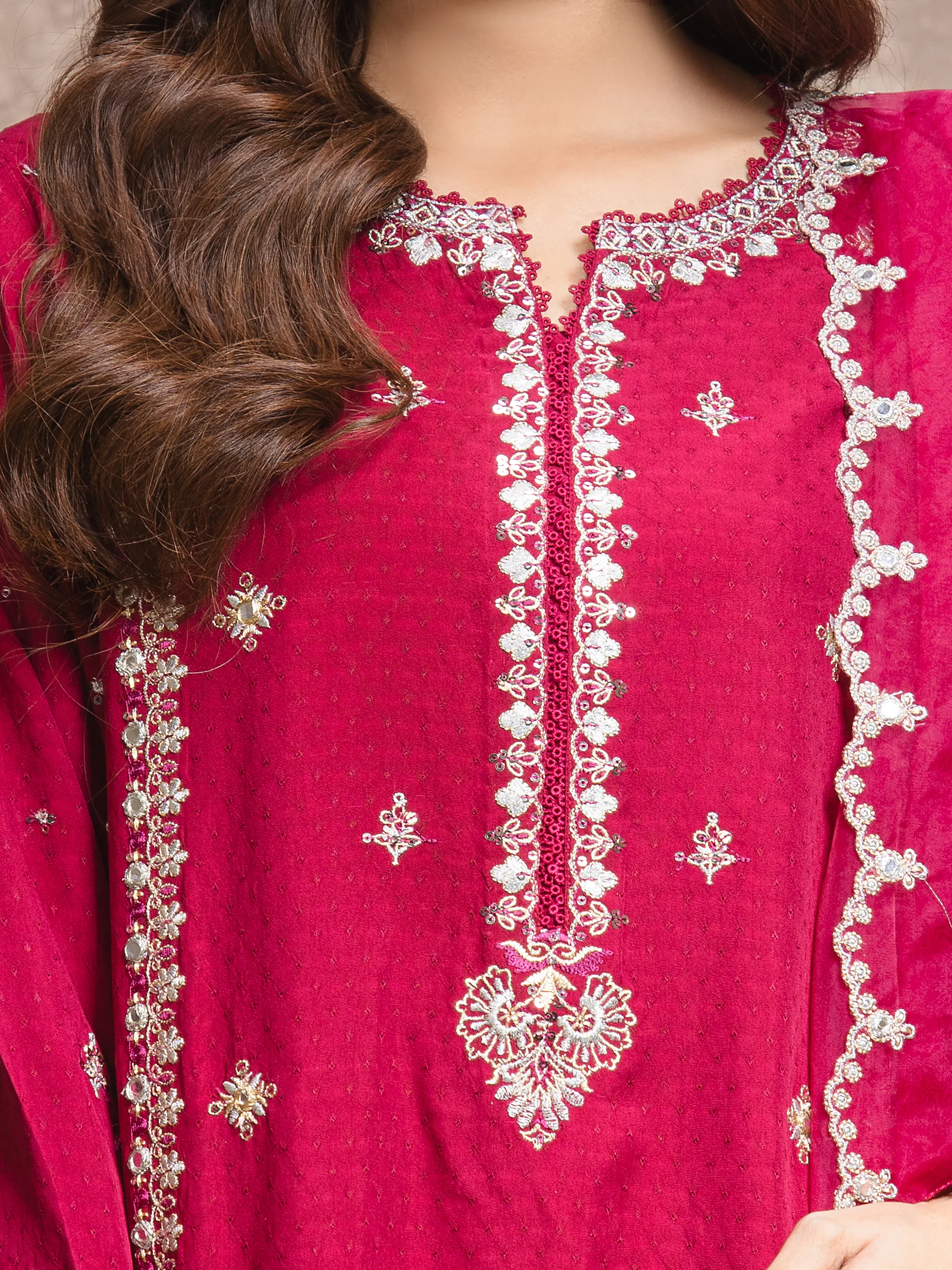 Unstitched Embroidered Viscose Suit - EWU5V19-32028-3P - Image 4