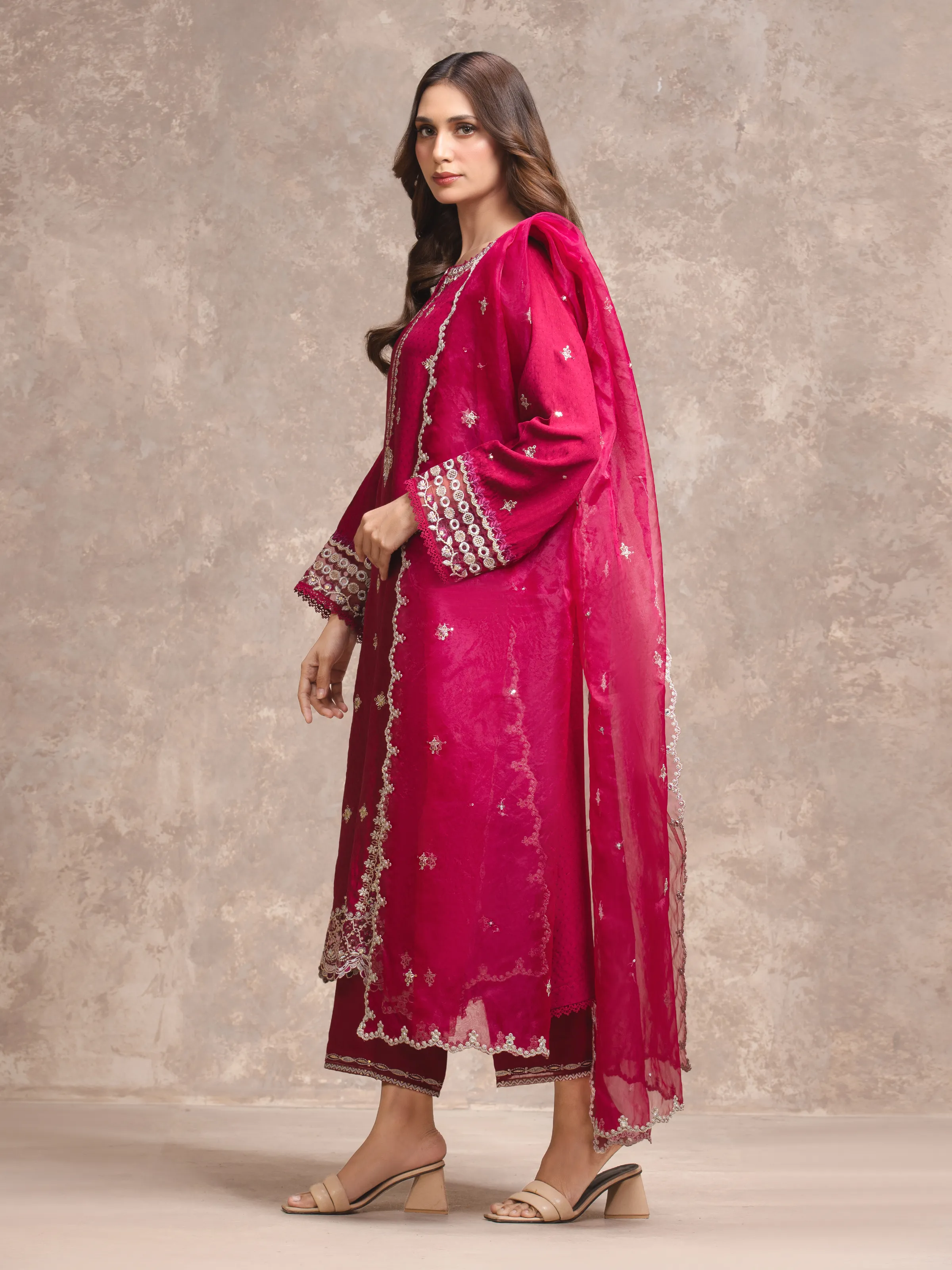 Unstitched Embroidered Viscose Suit - EWU5V19-32028-3P - Image 5