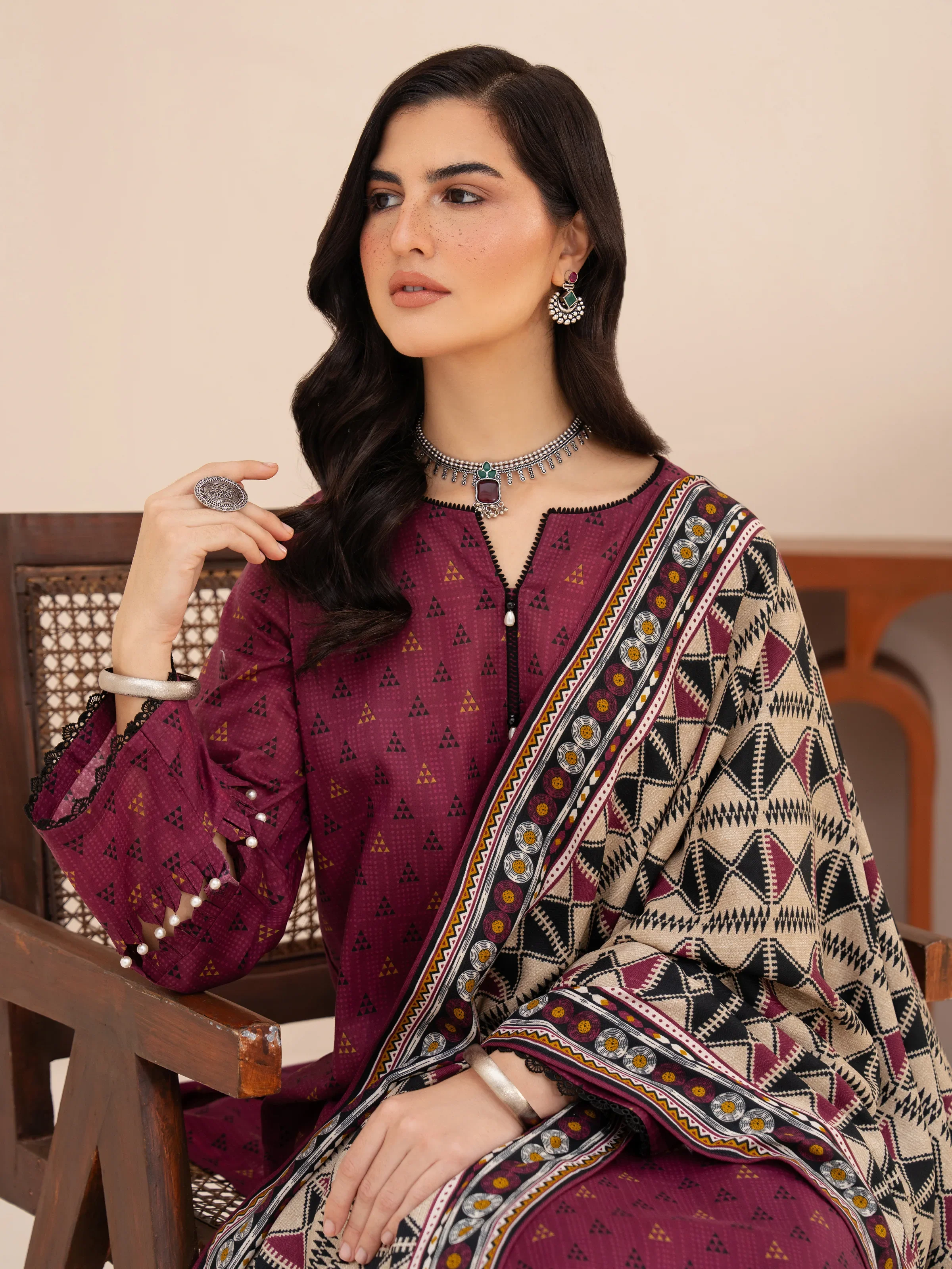 Unstitched Printed Khaddar Suit - EWU24M3-072 - Image 3