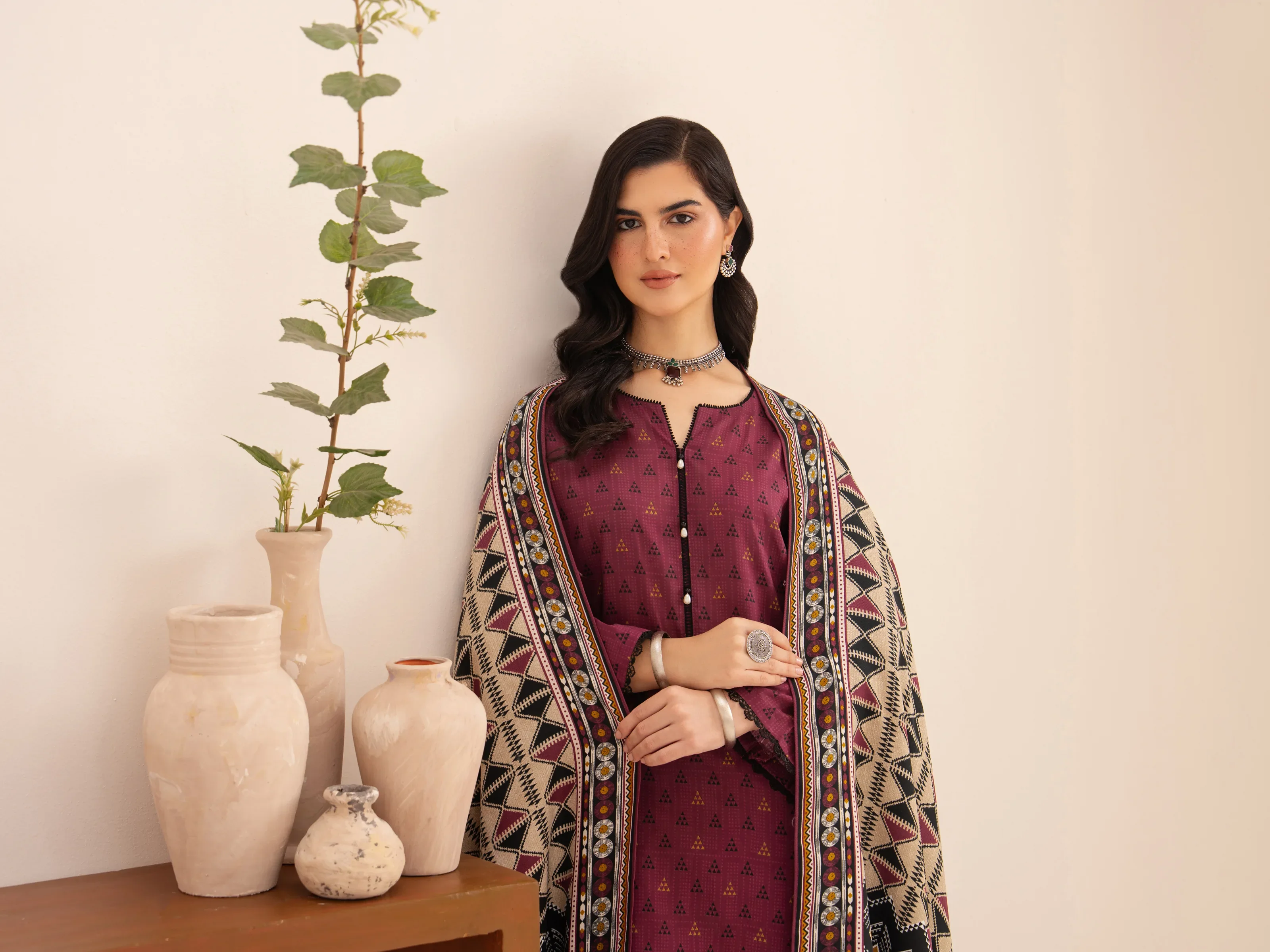 Unstitched Printed Khaddar Suit - EWU24M3-072 - Image 5
