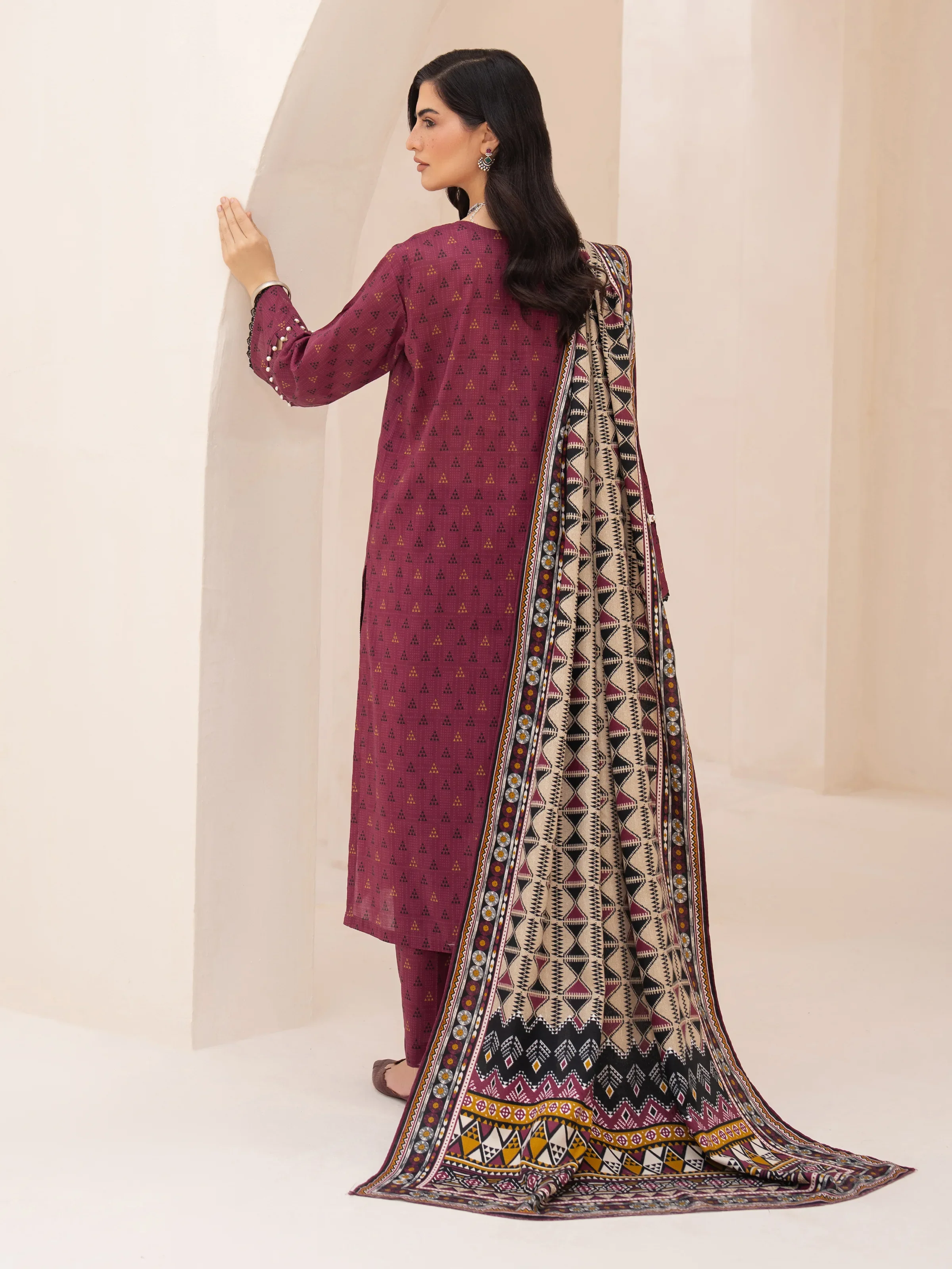 Unstitched Printed Khaddar Suit - EWU24M3-072 - Image 7