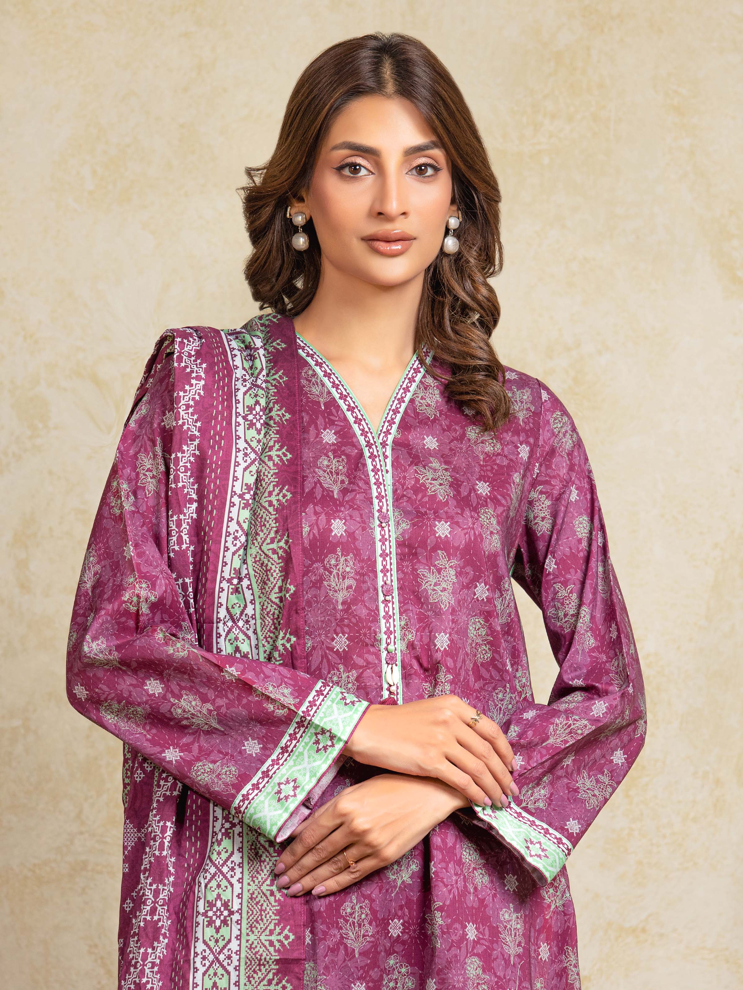 Unstitched Printed Khaddar Suit - EWU5A3-35905-3P - Image 2