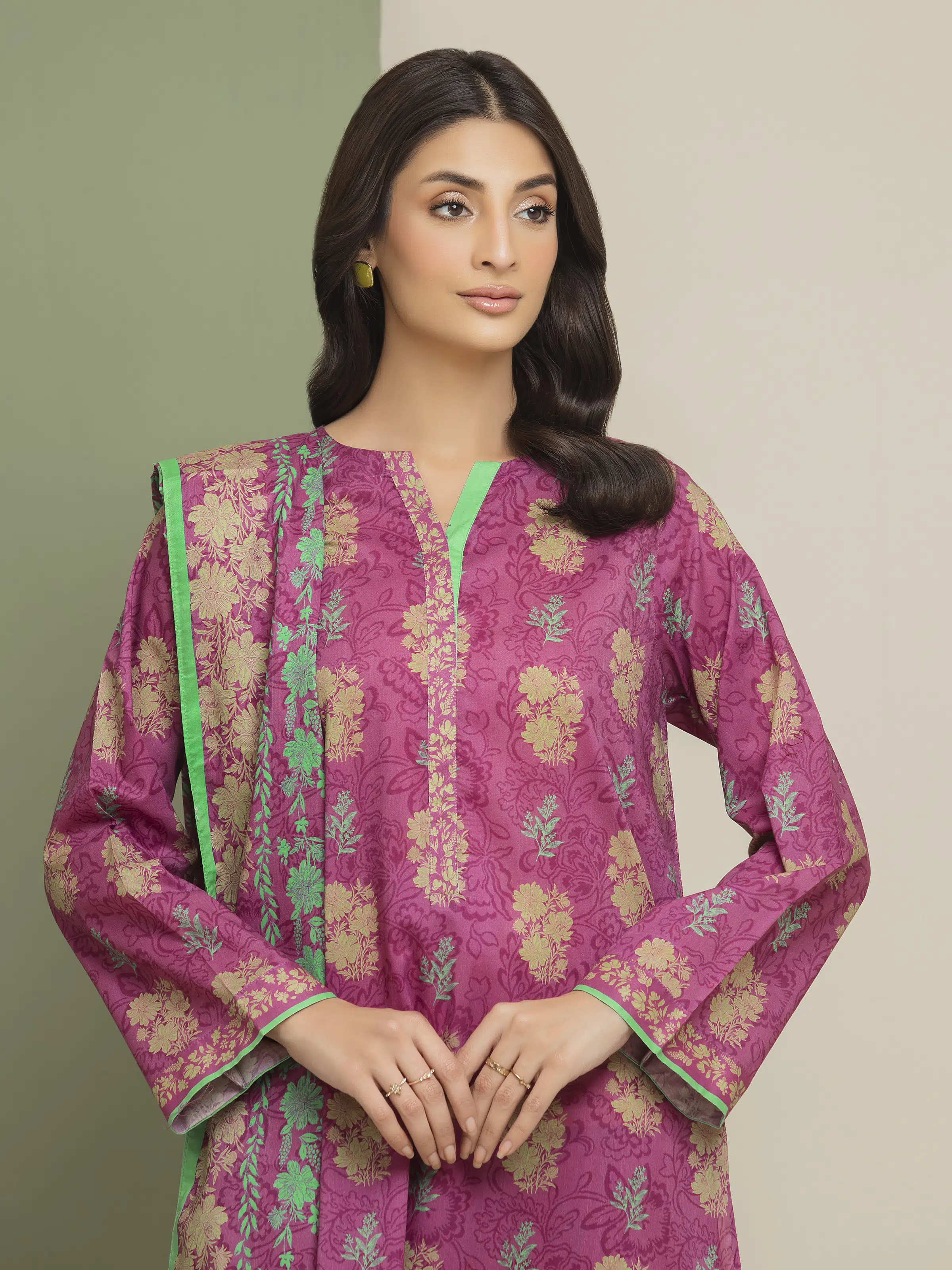 Unstitched Printed Lawn Suit - EWU5A1-35177-3P - Image 3