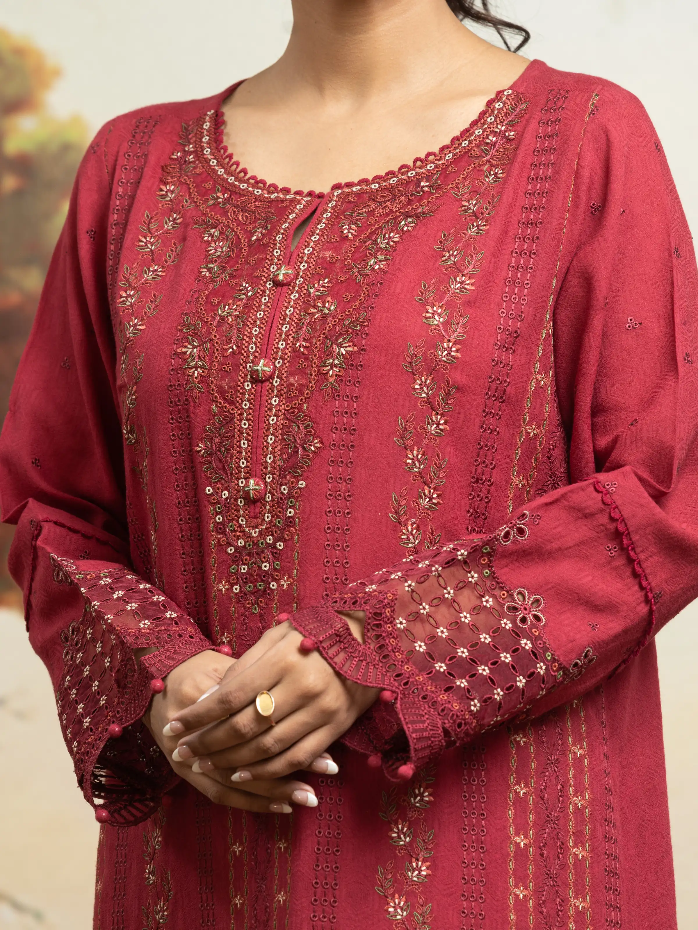 Unstitched Embroidered Dobby Suit - EWU24V7-30165-3P - Image 2