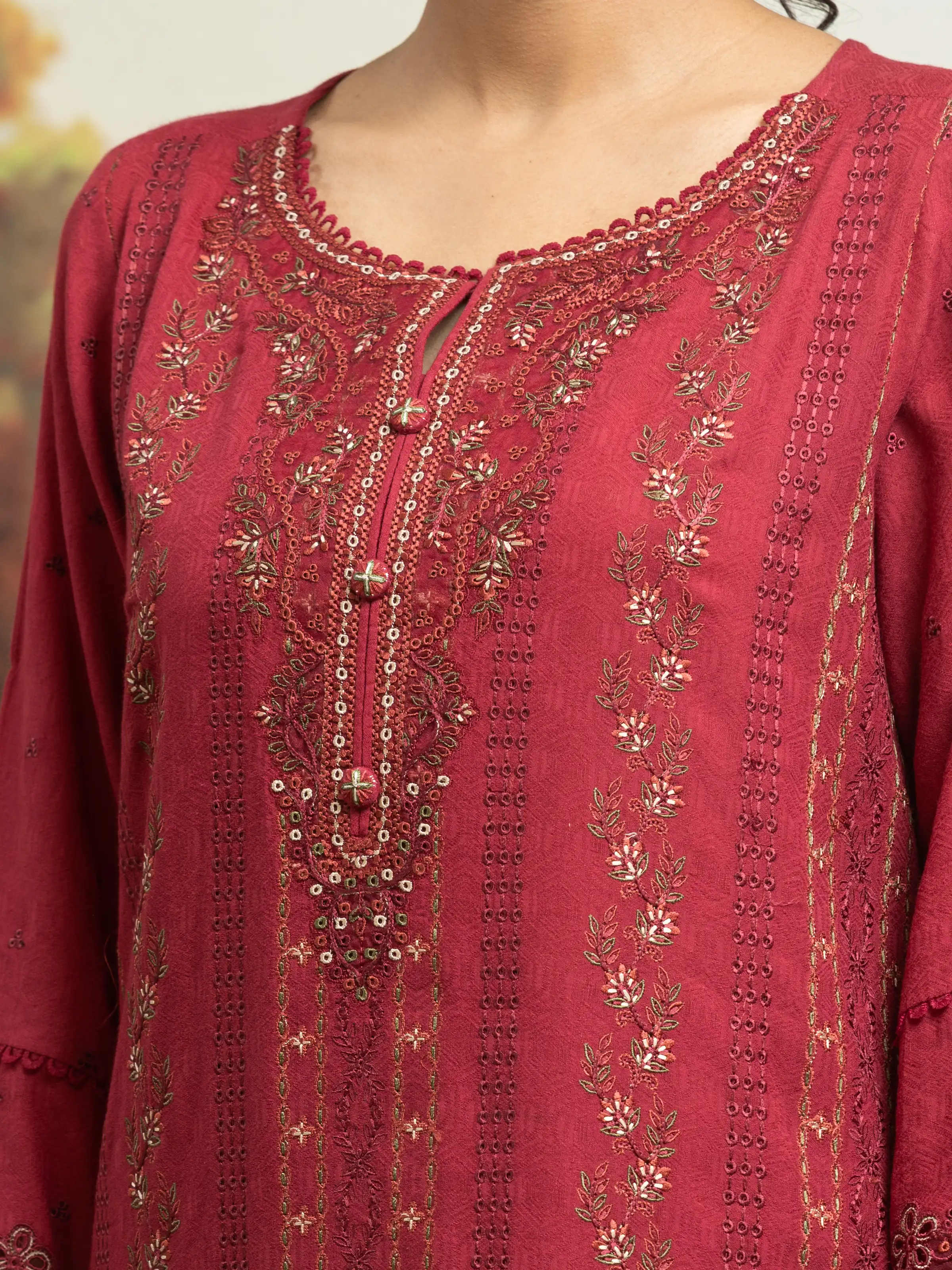 Unstitched Embroidered Dobby Suit - EWU24V7-30165-3P - Image 3