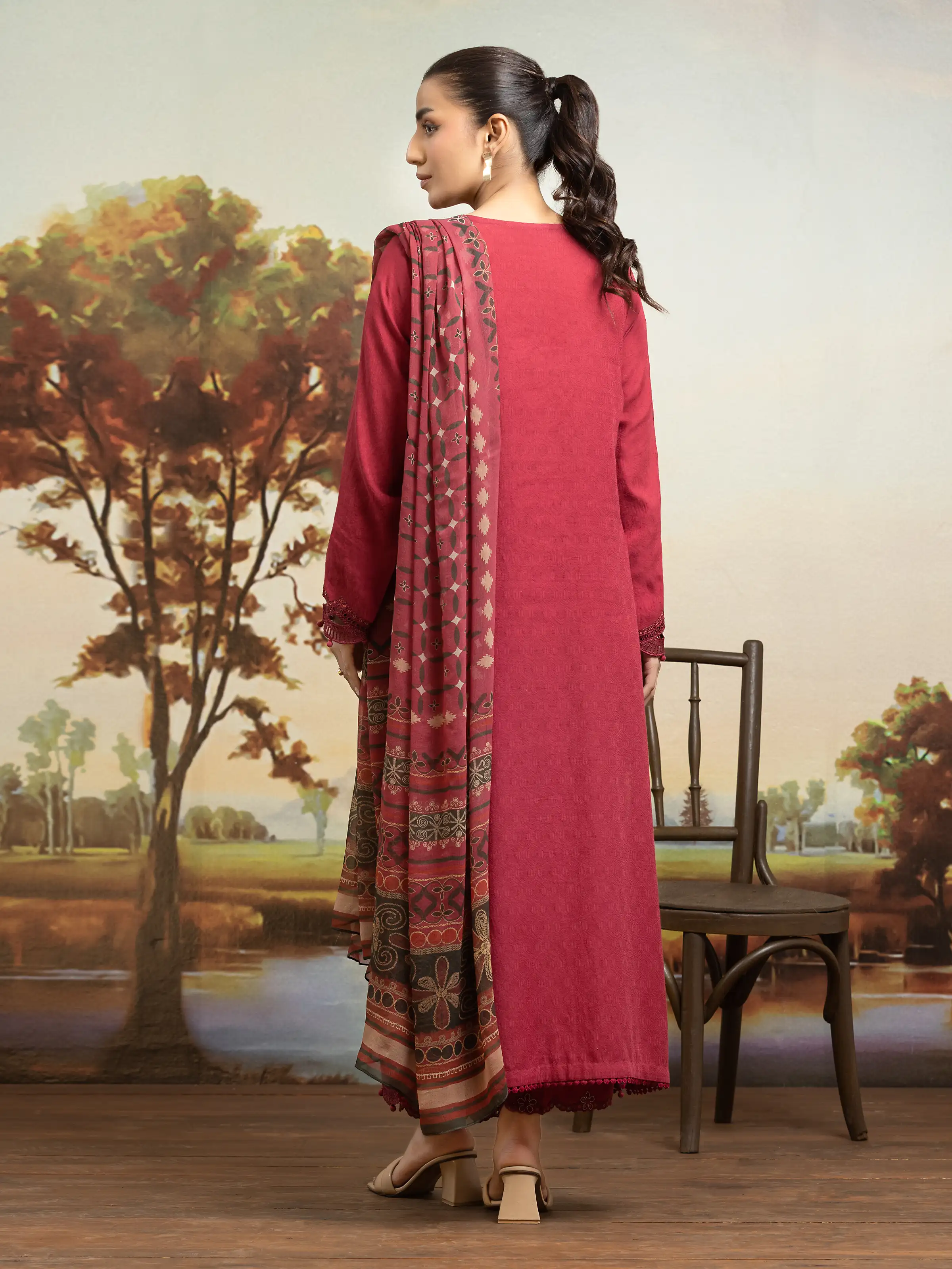 Unstitched Embroidered Dobby Suit - EWU24V7-30165-3P - Image 4