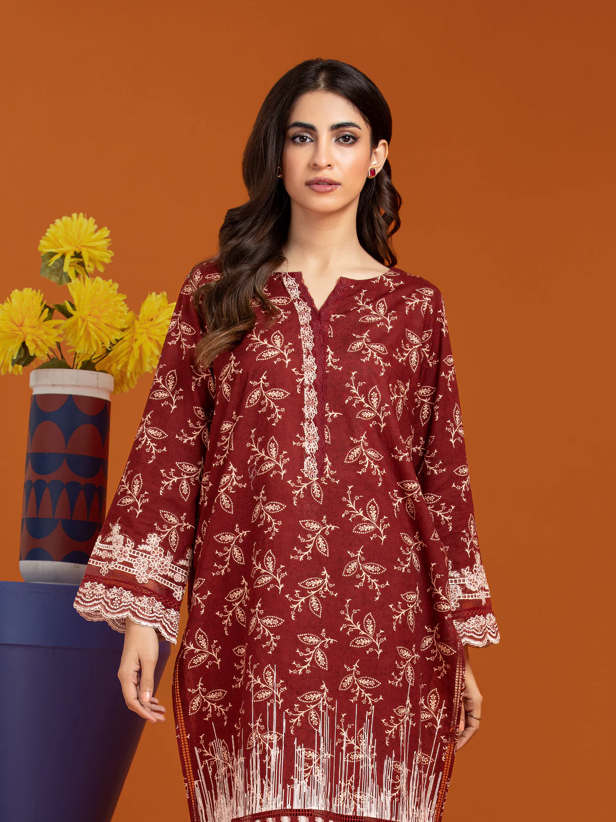 Unstitched Embroidered Lawn Shirt Trouser - EWU22V1-26535 - Image 2