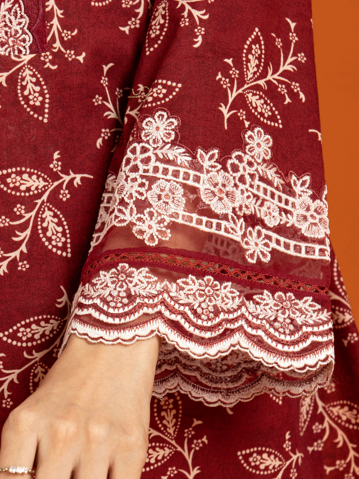 Unstitched Embroidered Lawn Shirt Trouser - EWU22V1-26535 - Image 4