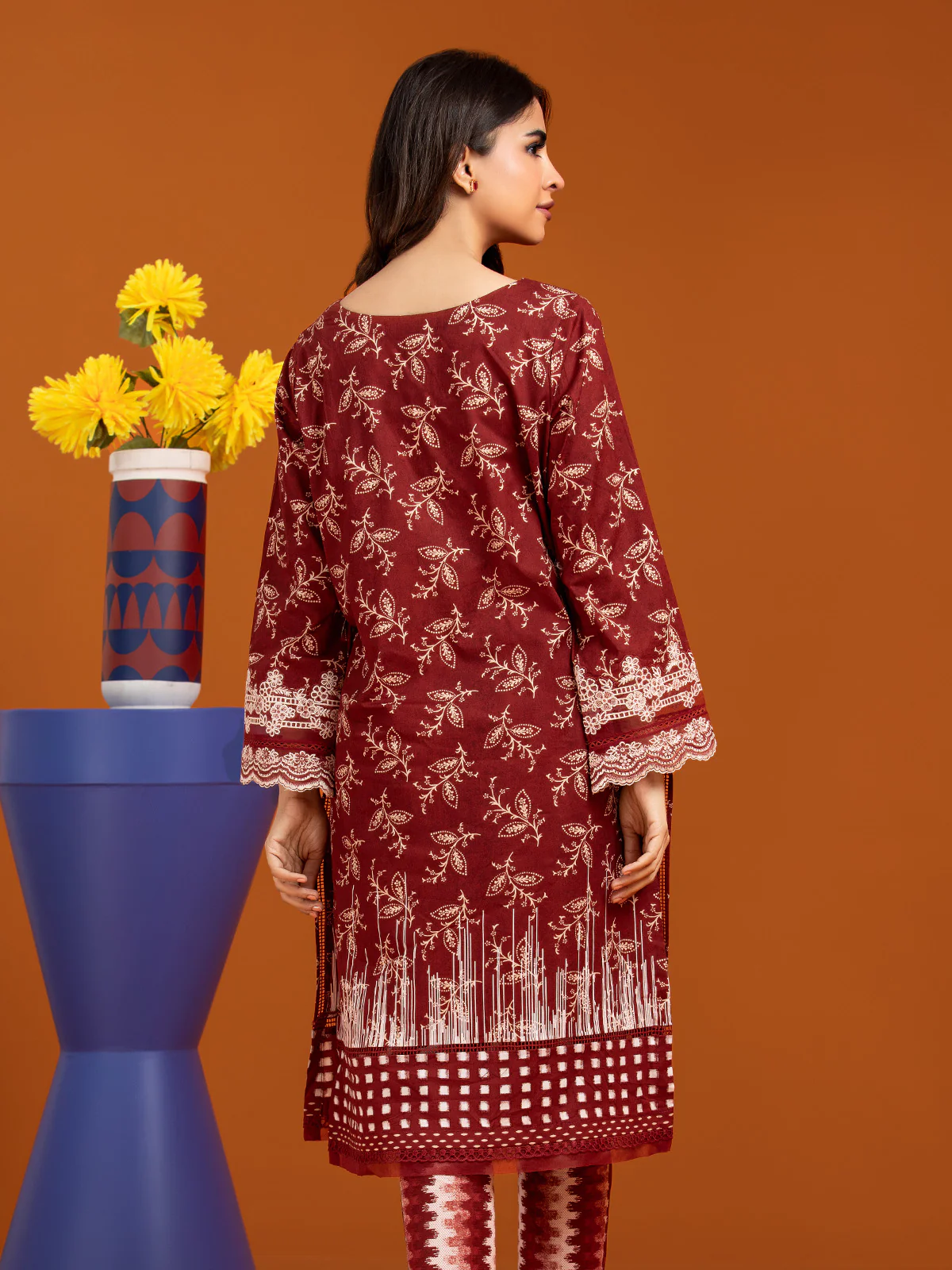 Unstitched Embroidered Lawn Shirt Trouser - EWU22V1-26535 - Image 5