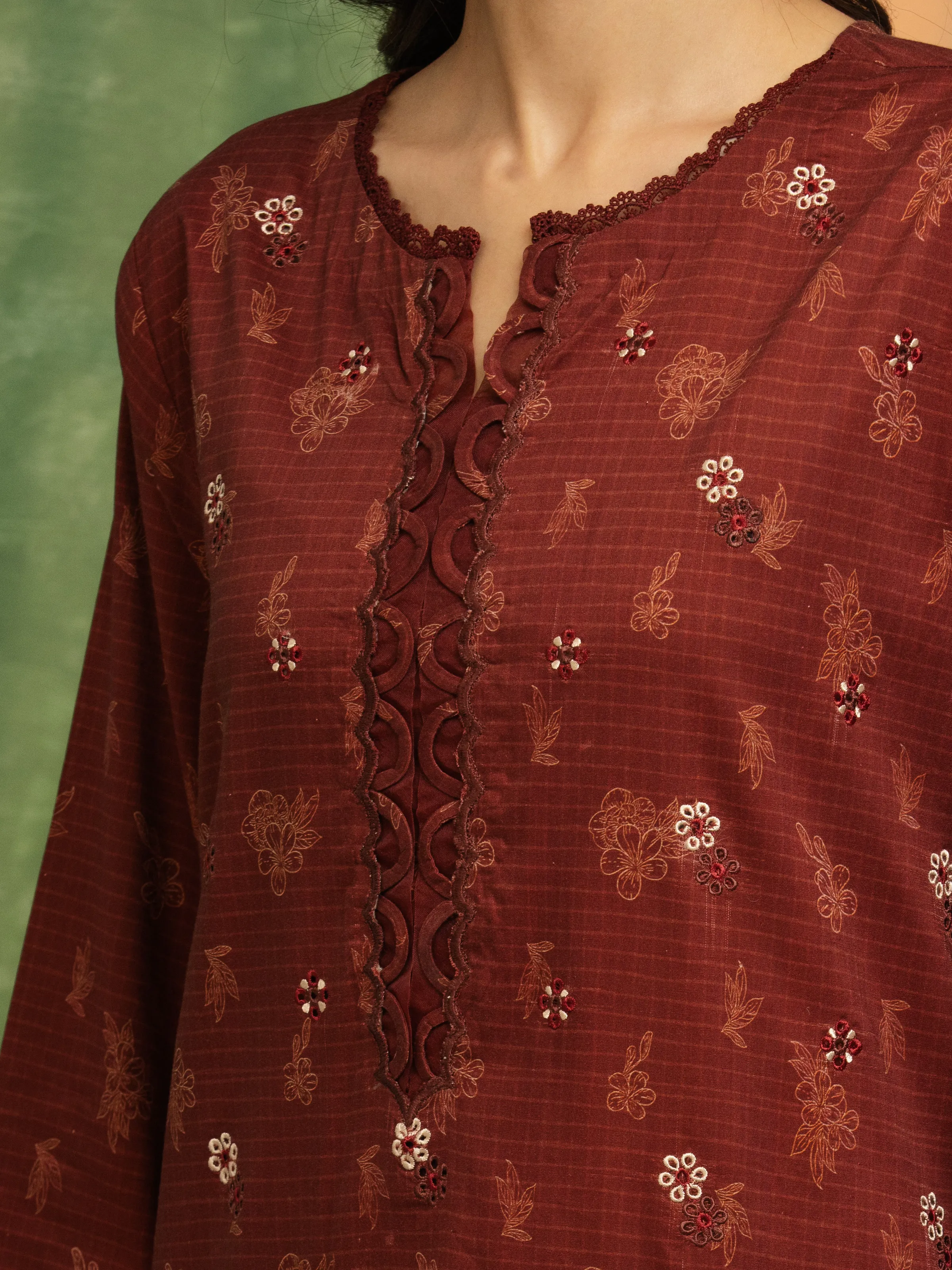 Unstitched Embroidered Lawn Shirt Trouser - EWU5V1-31415ST - Image 2