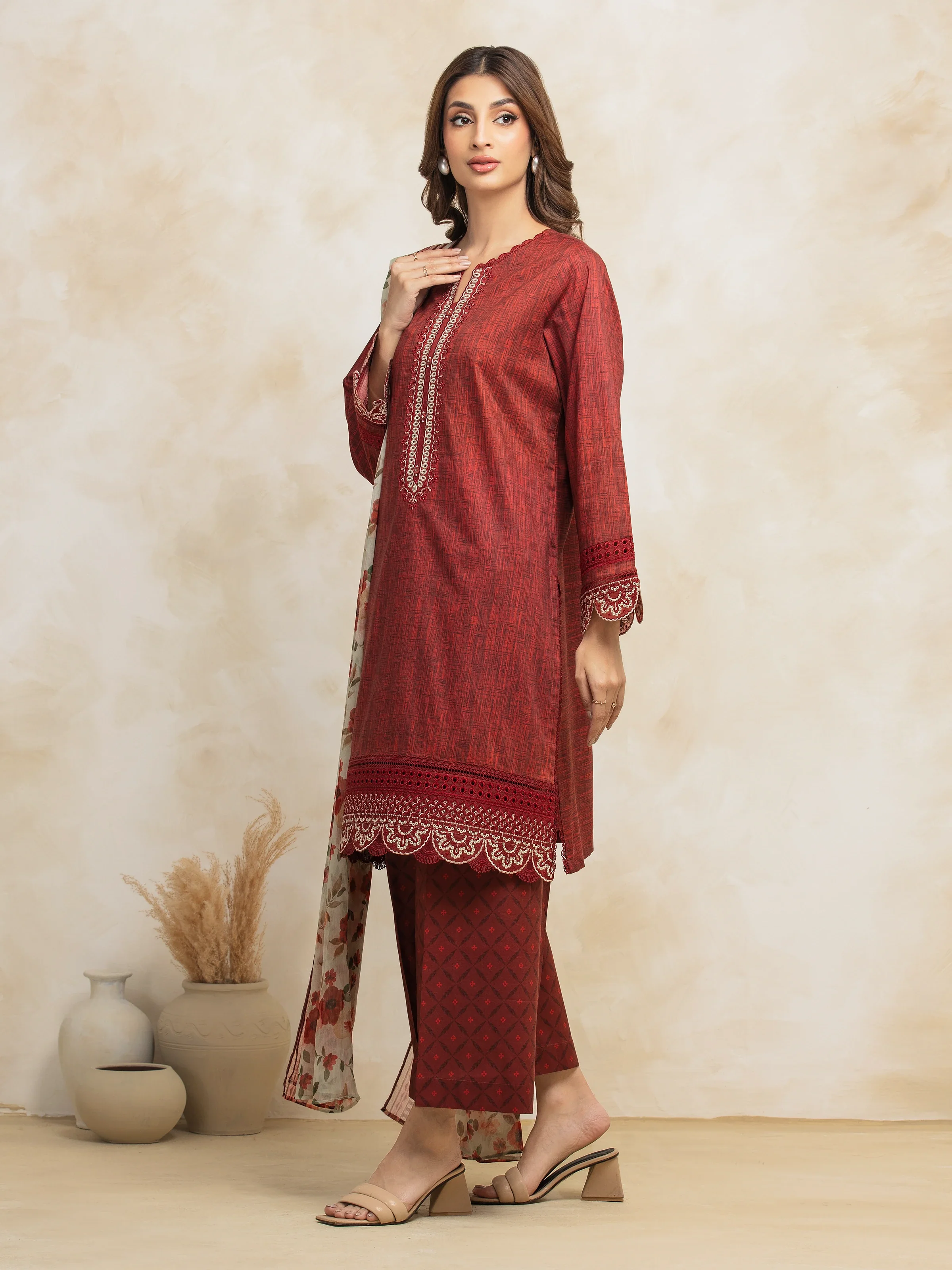Unstitched Embroidered Lawn Suit - EWU5V1-31093-3P - Image 2