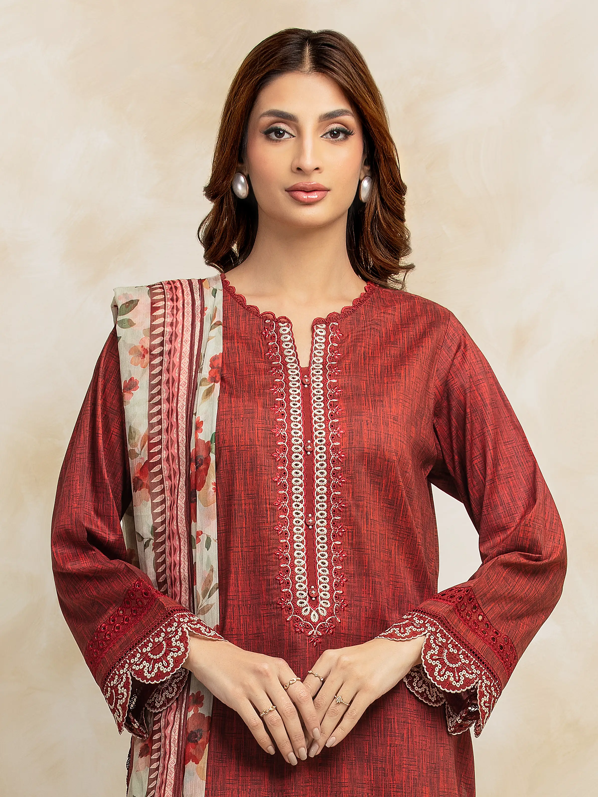 Unstitched Embroidered Lawn Suit - EWU5V1-31093-3P - Image 4