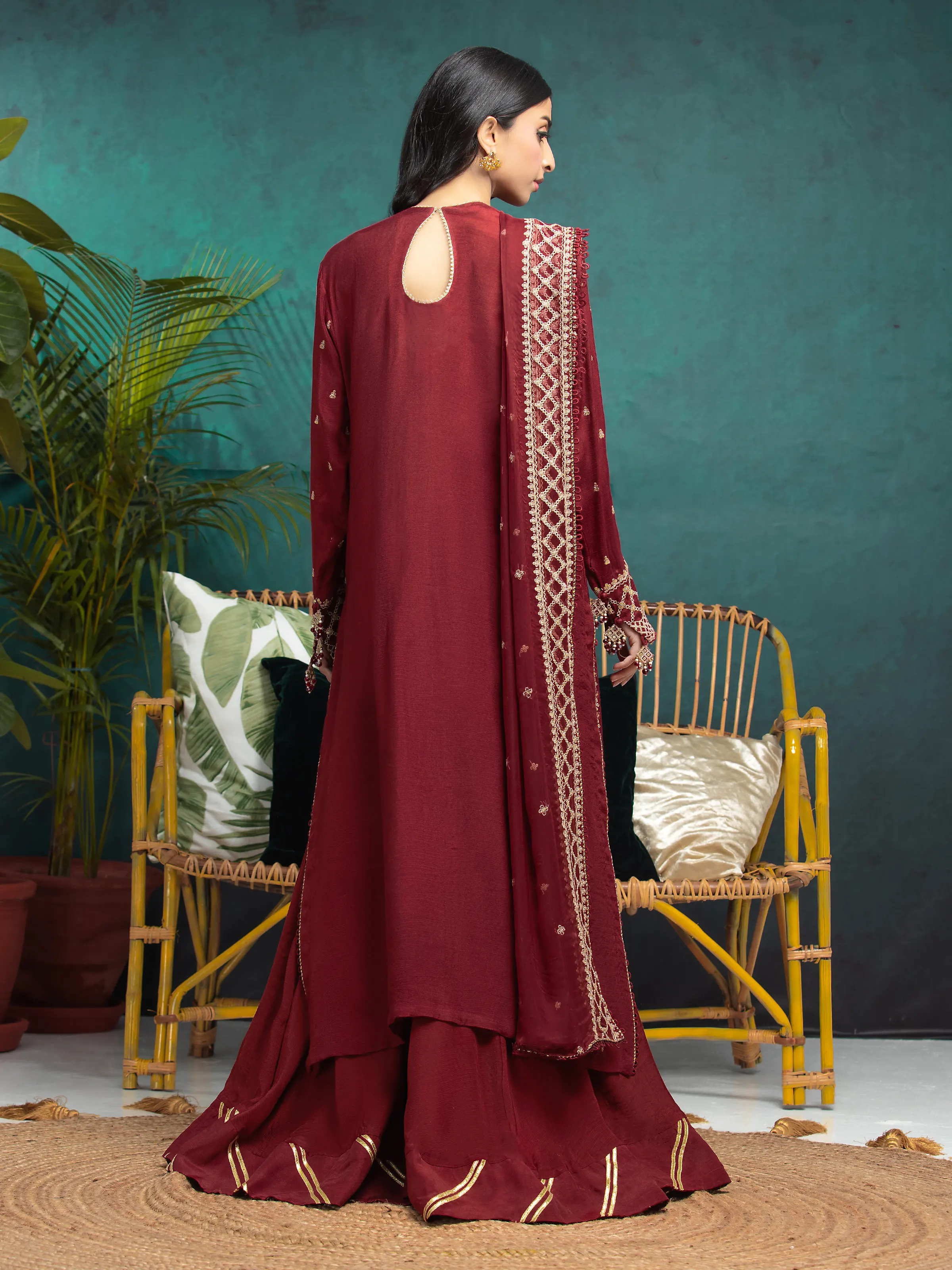 Unstitched Embroidered Raw Silk Suit - EWU24V16-30287-3P - Image 2