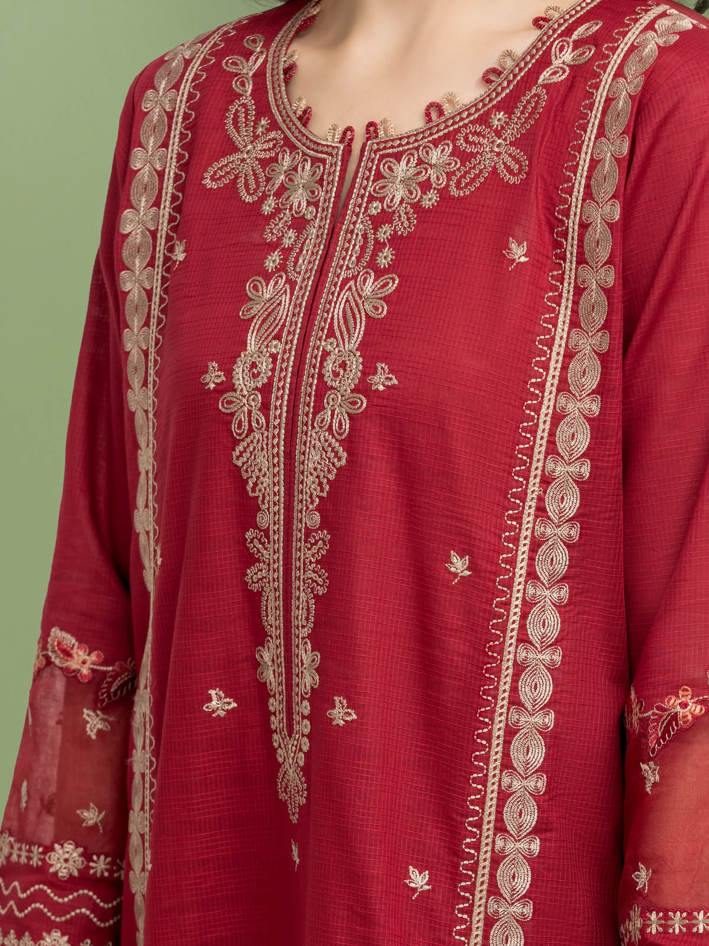 Unstitched Embroidered Lawn Suit - EWU5V1-31239-3P - Image 4