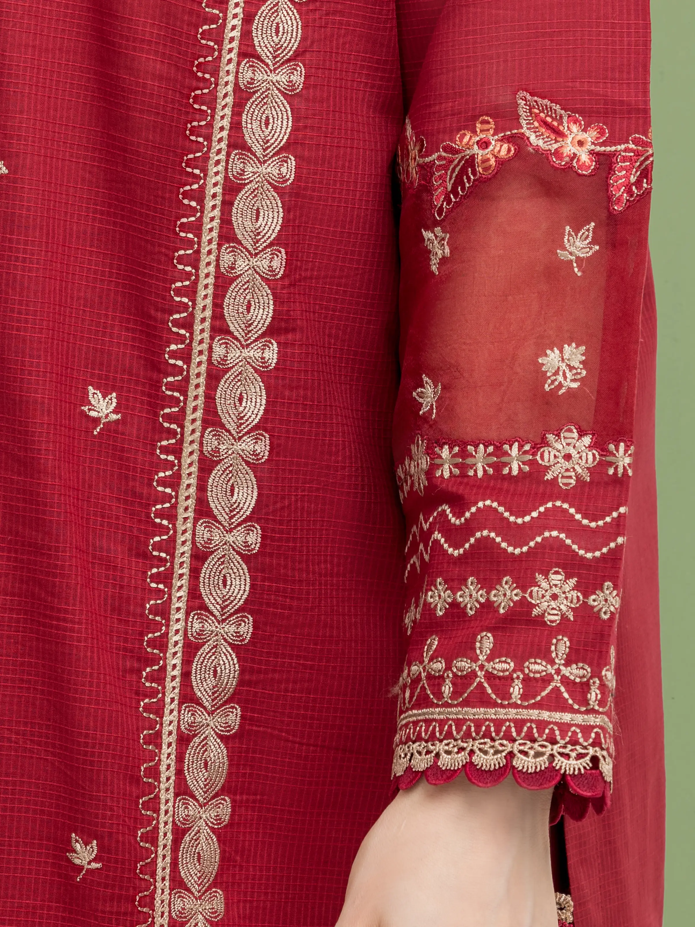 Unstitched Embroidered Lawn Suit - EWU5V1-31239-3P - Image 5
