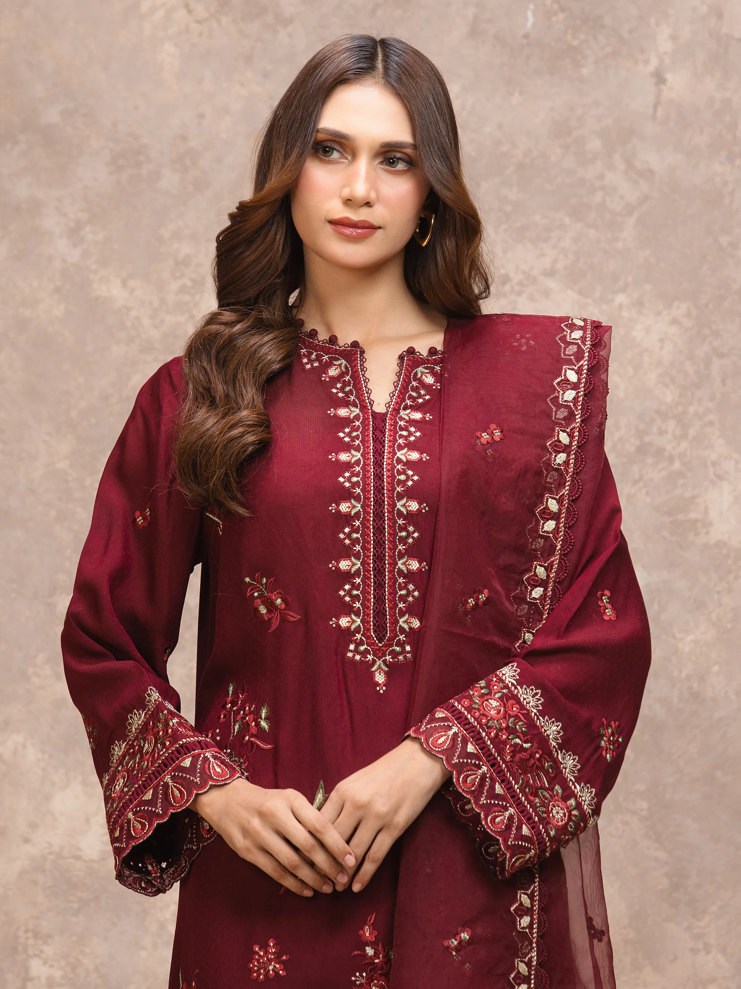 Unstitched Embroidered Viscose Suit - EWU5V19-32026-3P - Image 2