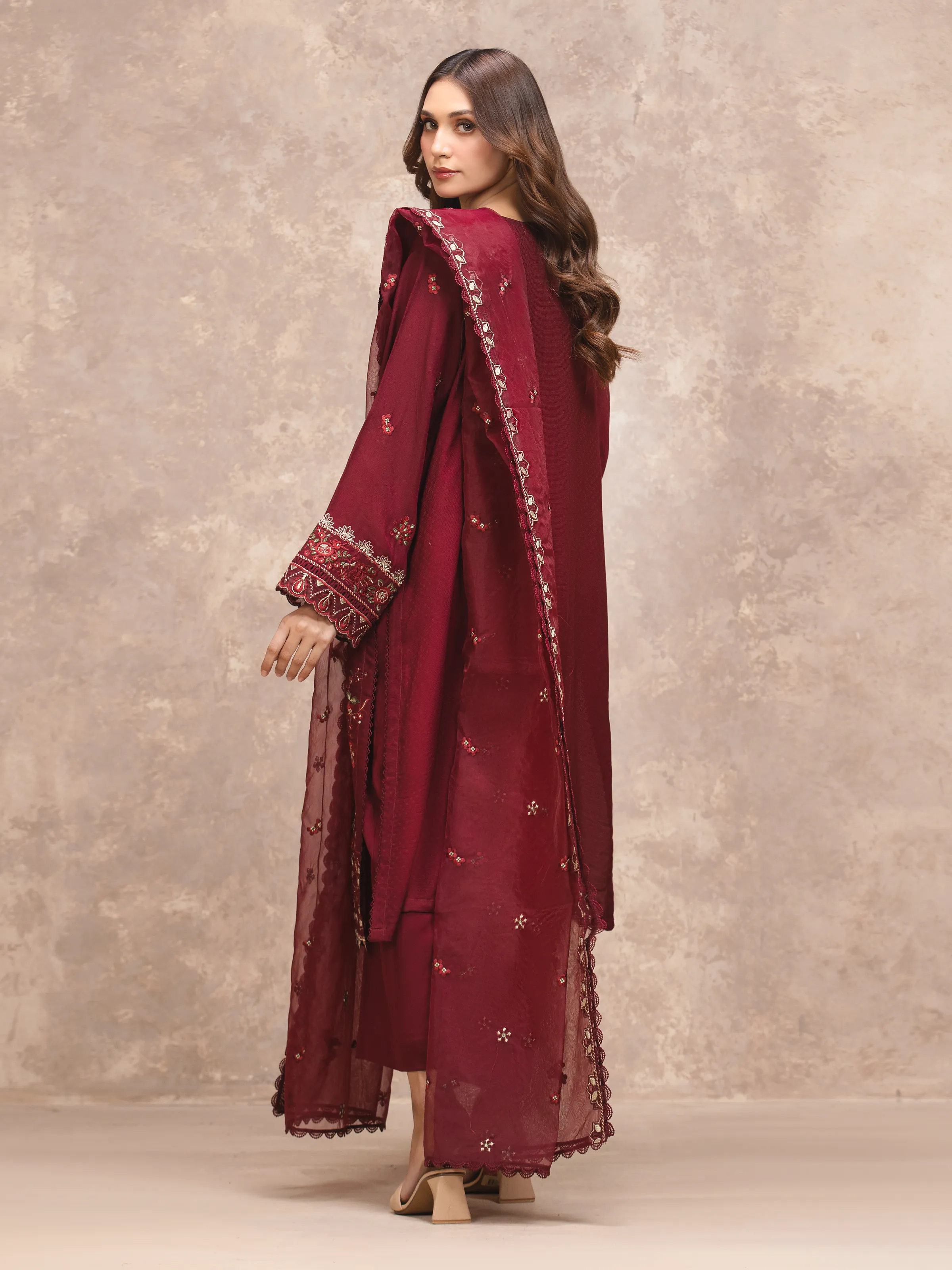 Unstitched Embroidered Viscose Suit - EWU5V19-32026-3P - Image 5