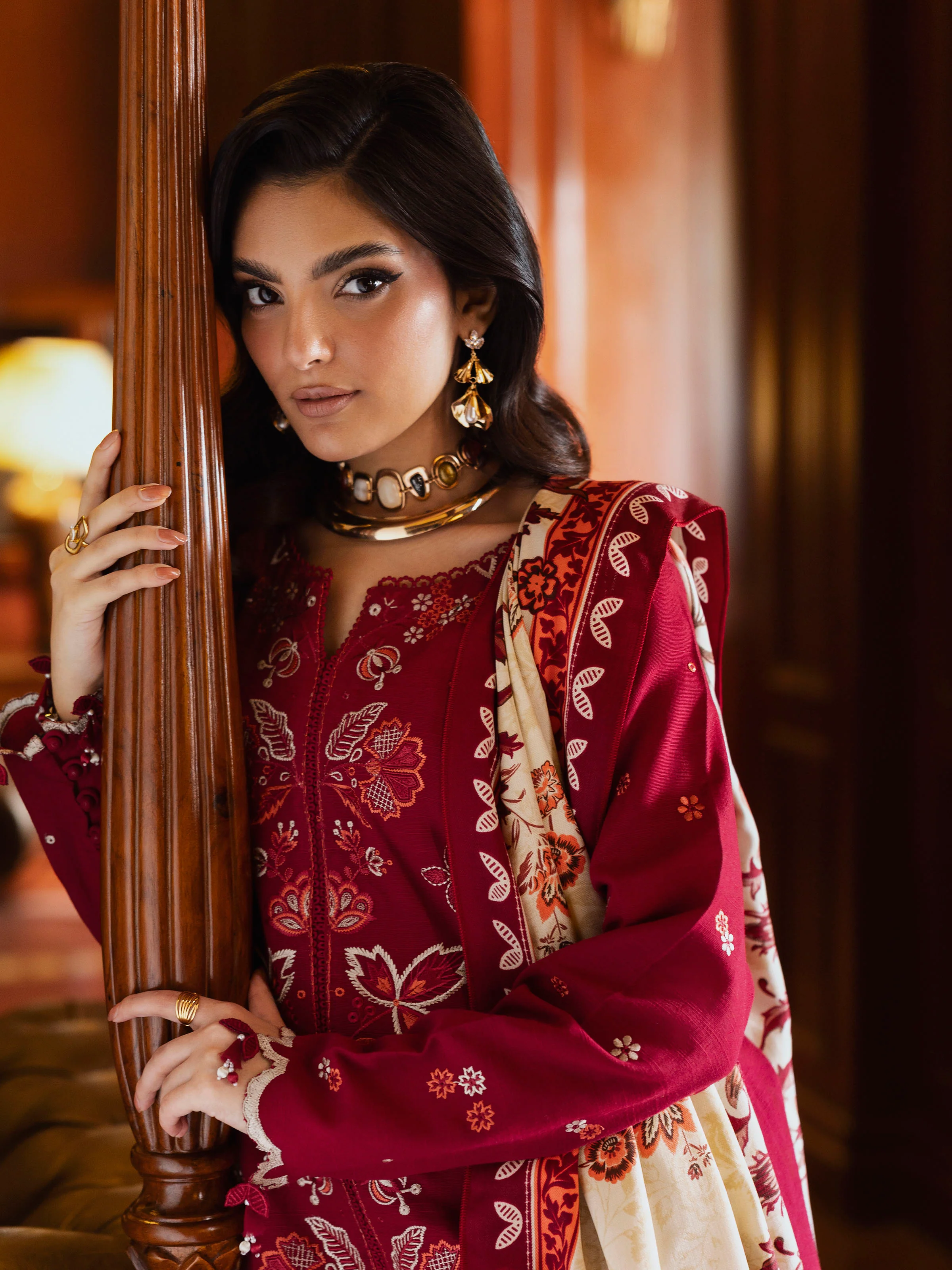 Unstitched Embroidered Khaddar Suit - EWU5V11-32011-3P - Image 2