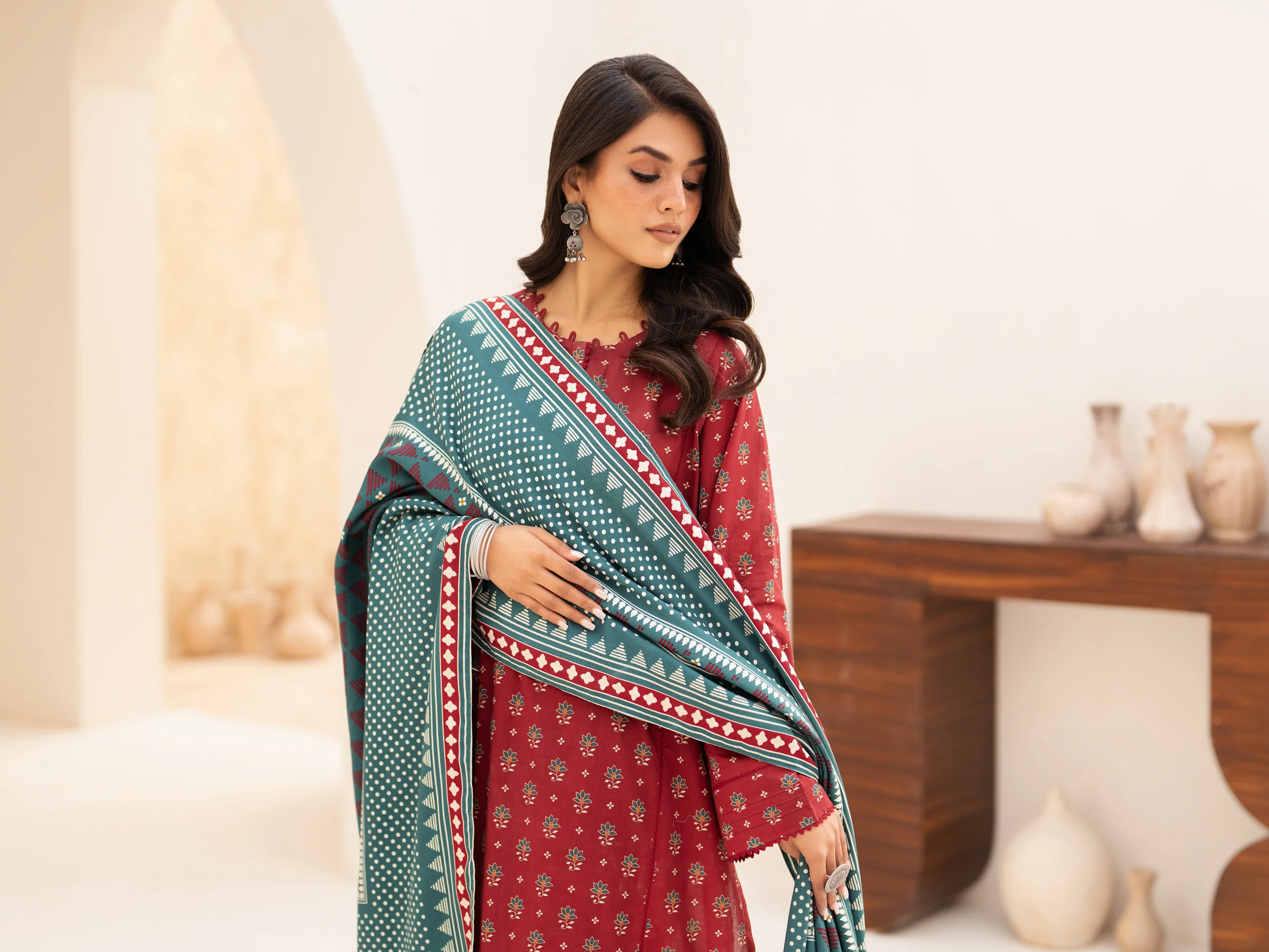 Unstitched Printed Khaddar Suit - EWU24M3-092 - Image 3