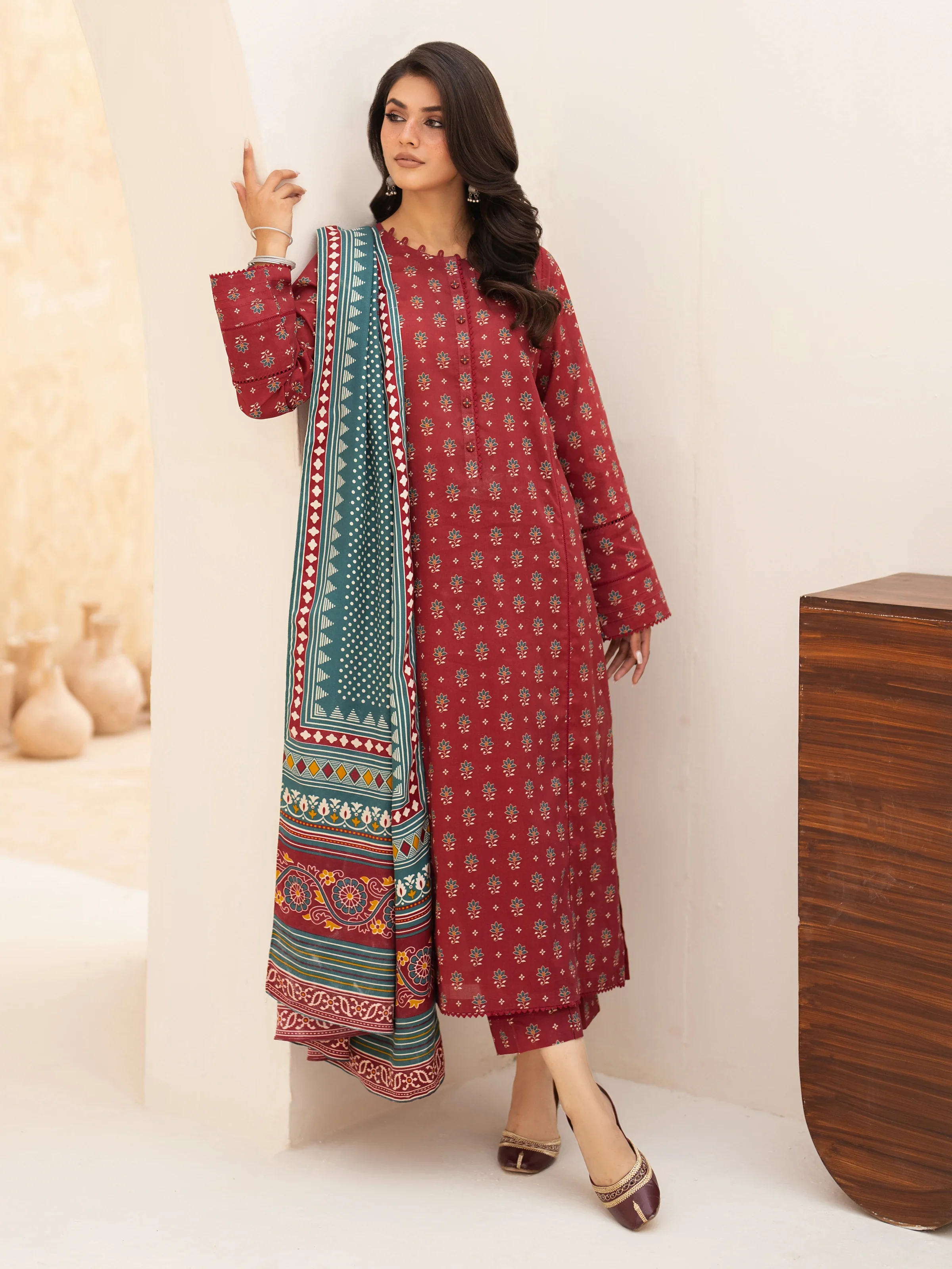Unstitched Printed Khaddar Suit - EWU24M3-092 - Image 5