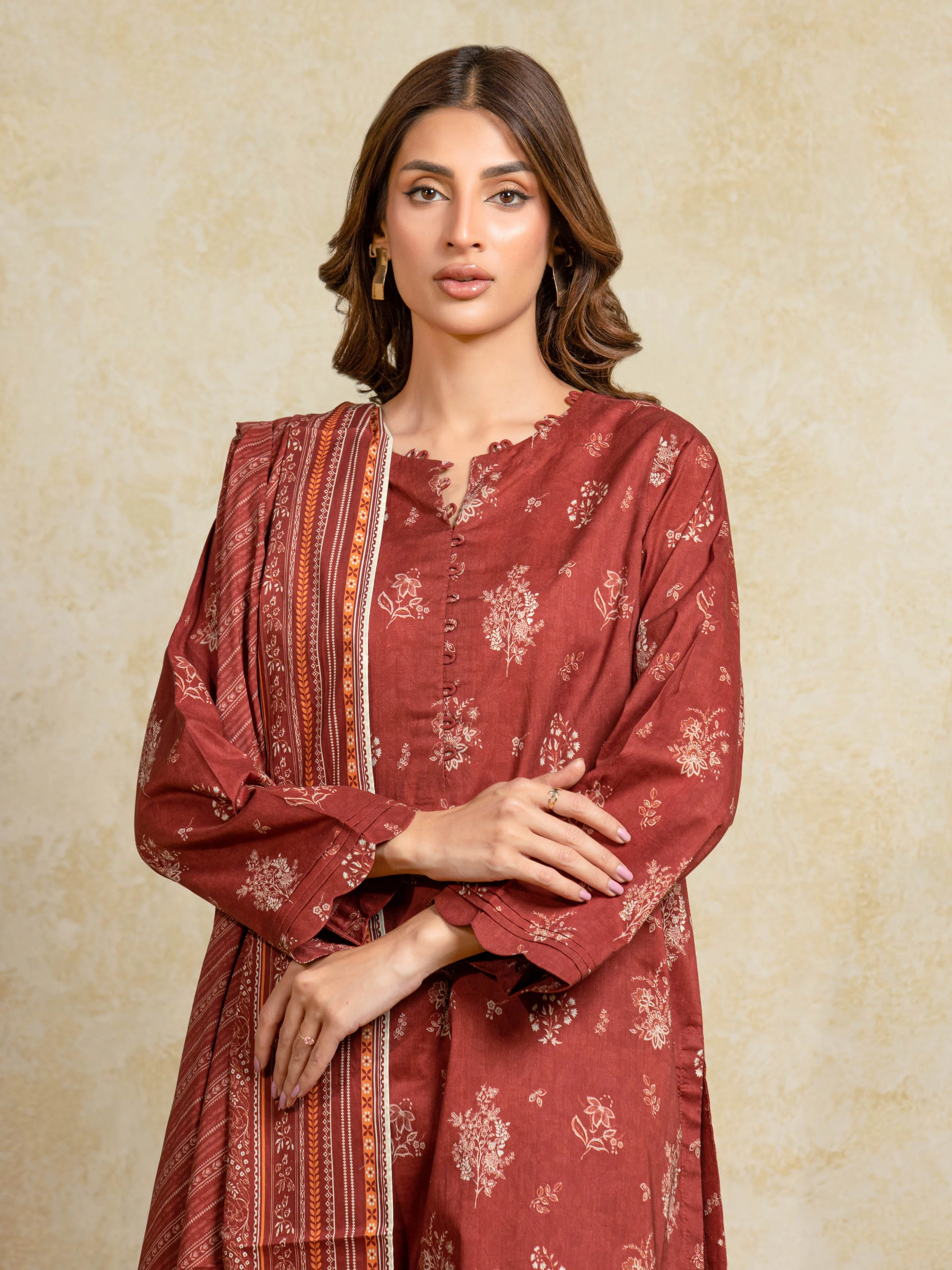 Unstitched Printed Khaddar Suit - EWU5A3-35902-3P - Image 2