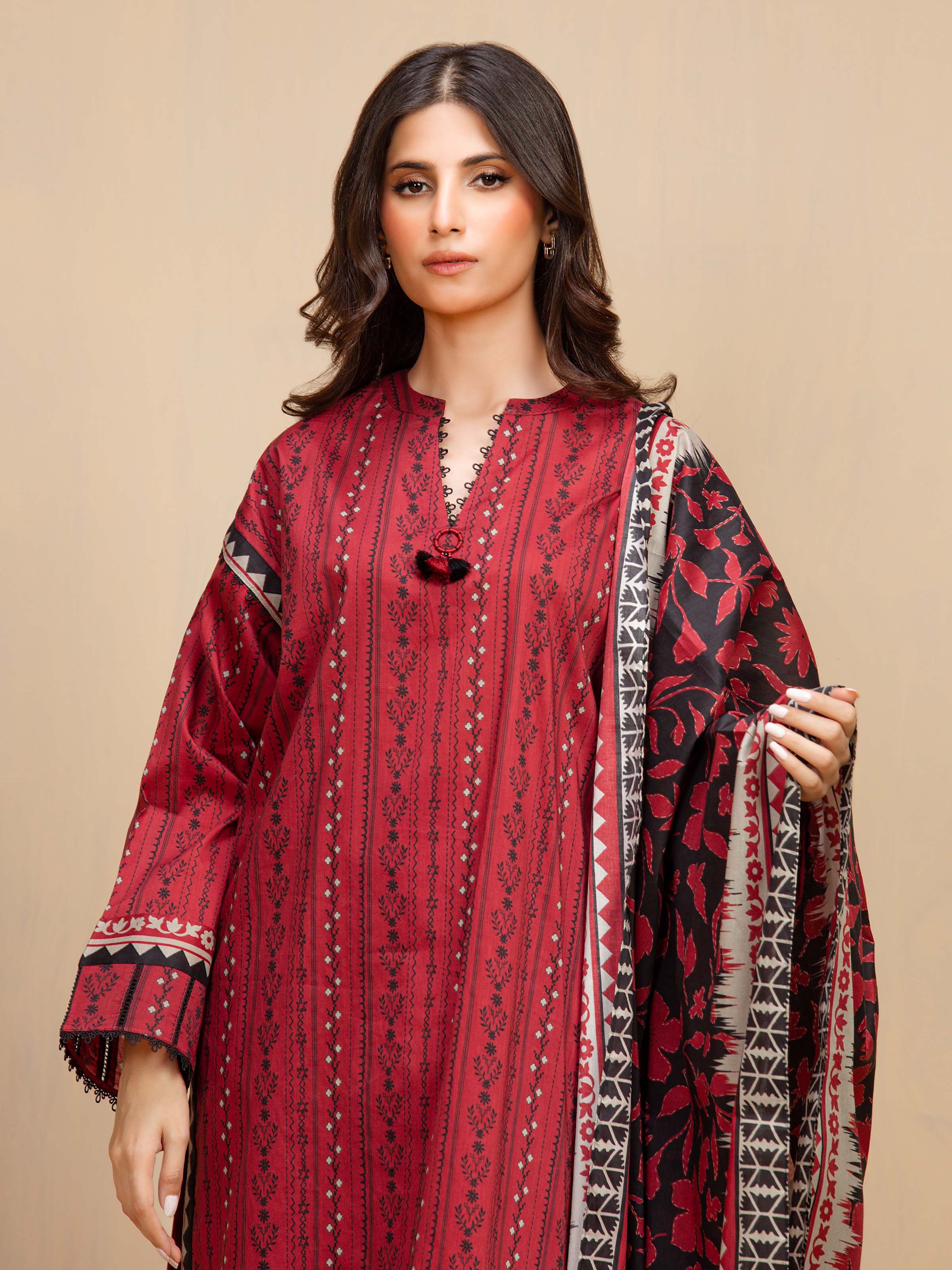 Unstitched Printed Khaddar Suit - EWU5A3-36023-3P - Image 2