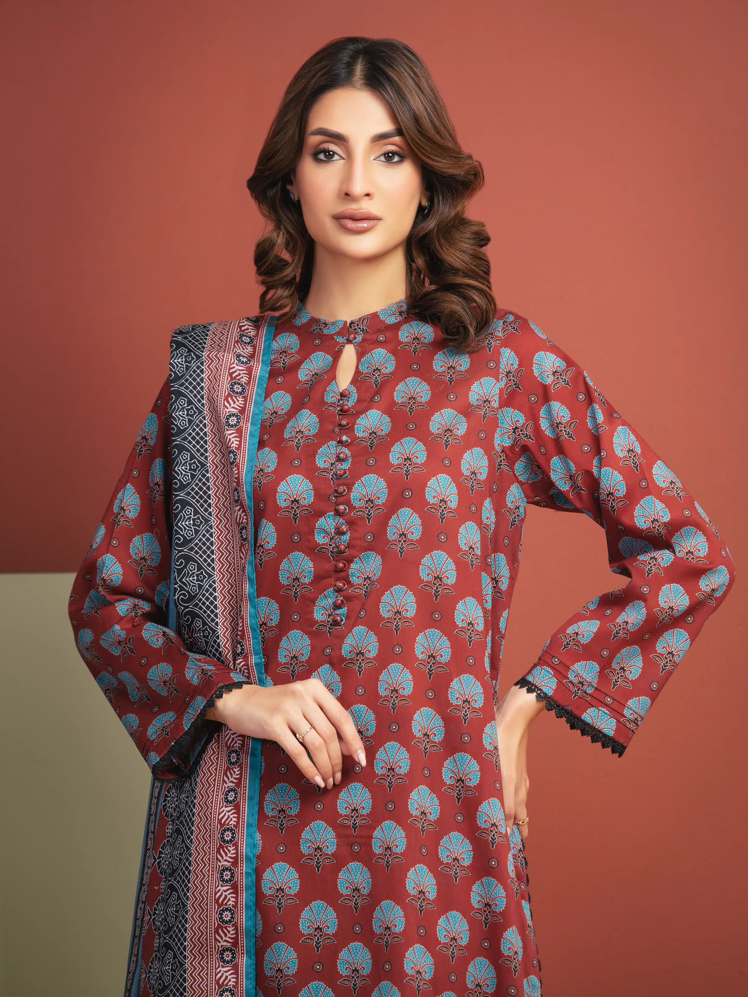 Unstitched Printed Lawn Suit - EWU5A1-35282-3P - Image 2