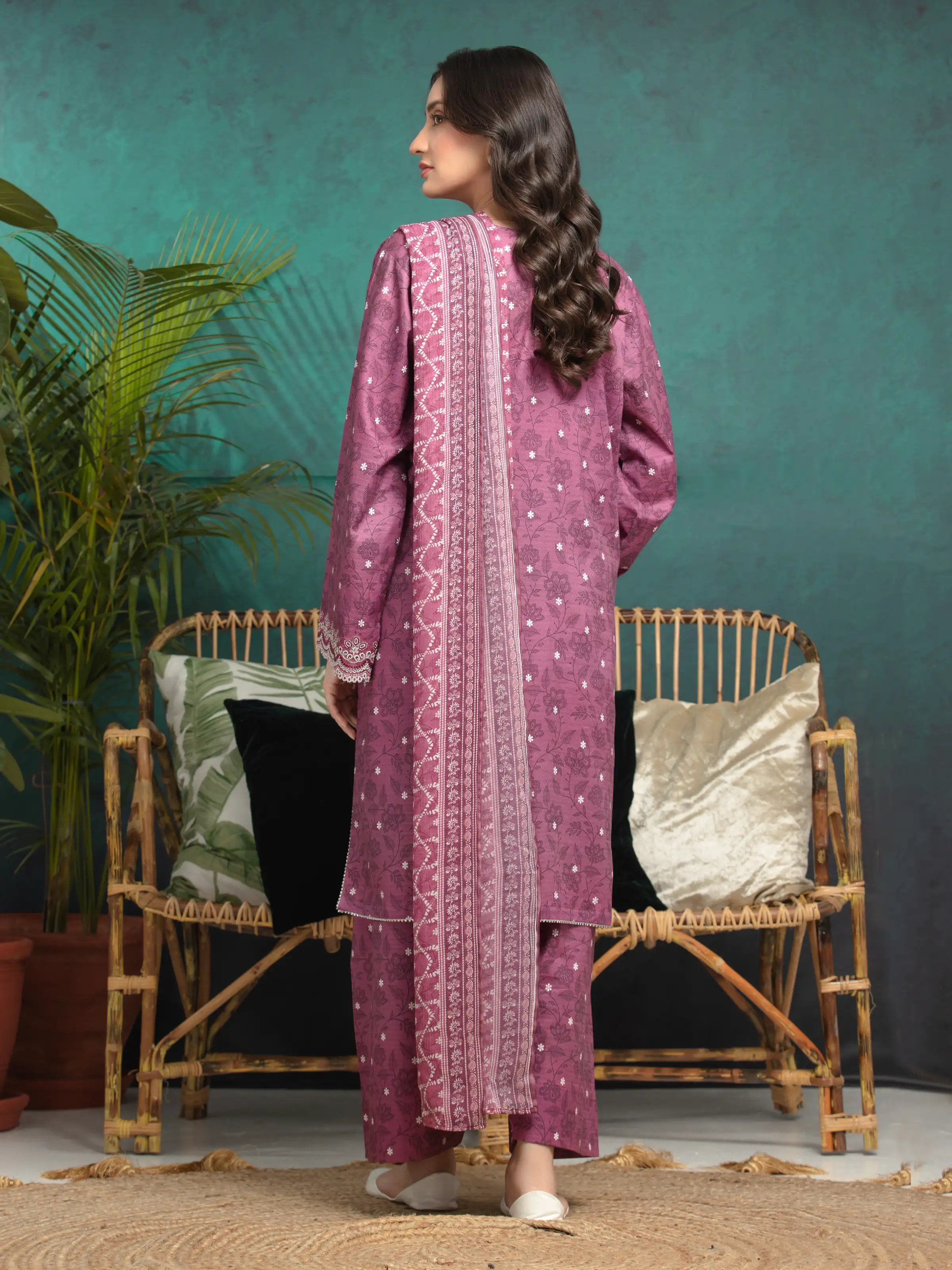 Unstitched Embroidered Dobby Suit - EWU5V7-30361-3P - Image 2